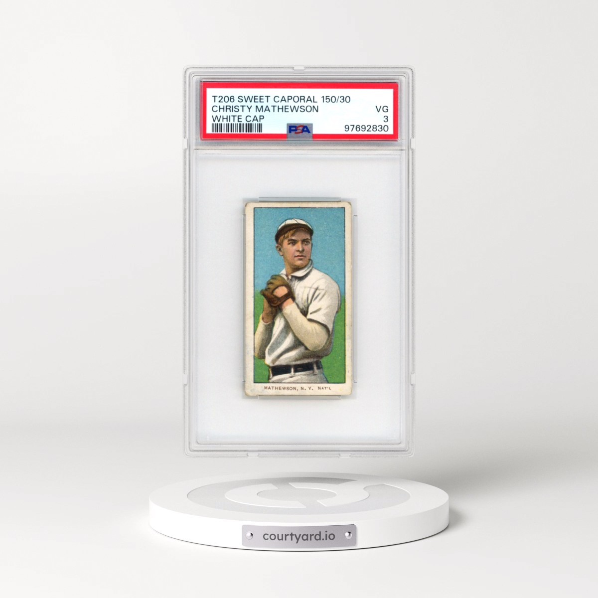 1909 T206 Sweet Caporal 150/30 Christy Mathewson - White Cap (PSA 3 VG)