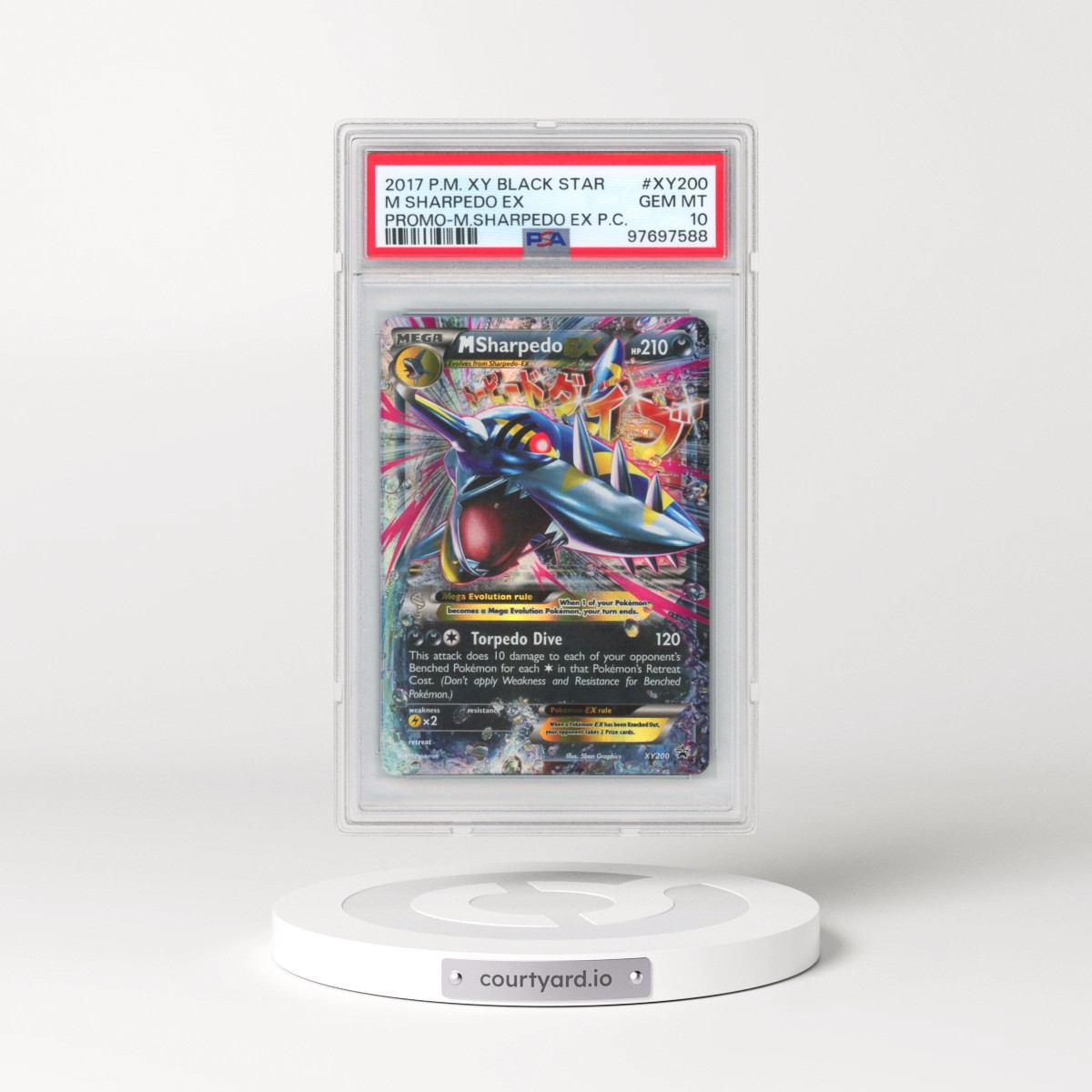 2017 Pokémon XY Black Star Promo #XY200 M Sharpedo EX - Holo Mega Sharpedo EX Premium Collection (PSA 10 GEM MINT)