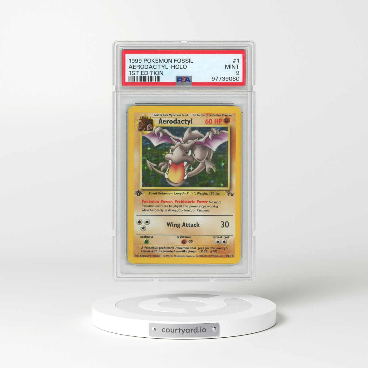 1999 Pokémon Fossil #1 Aerodactyl - 1st Edition Holo (PSA 9 MINT)