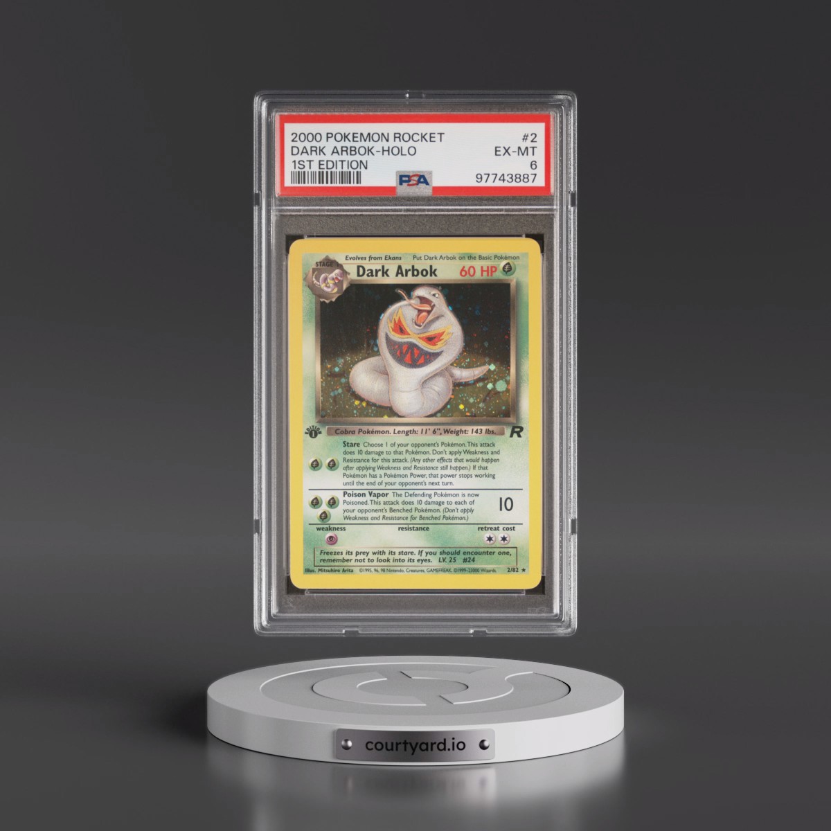 2000 Pokémon Rocket #2 Dark Arbok - 1st Edition Holo (PSA 6 EX-MT)