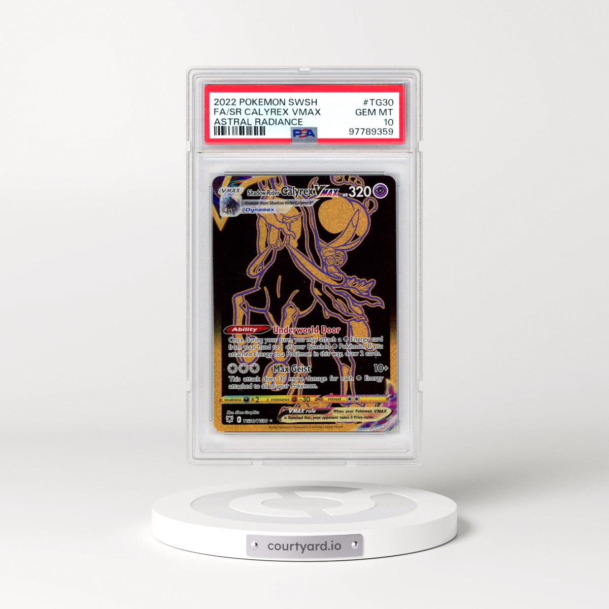 2022 Pokémon Sword & Shield Astral Radiance #TG30 Shadow Rider Calyrex Vmax - Full Art (PSA 10 GEM MINT)