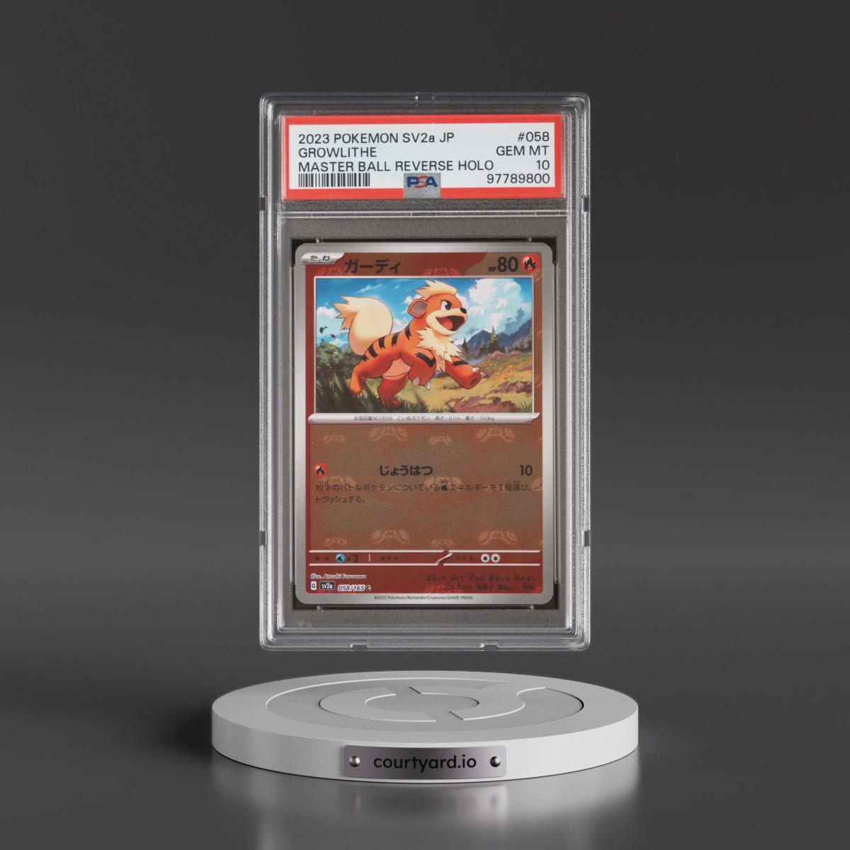 2023 Pokémon Sv2a-Pokémon Card 151 #058 Growlithe - Reverse Holo Master Ball (PSA 10 GEM MINT)
