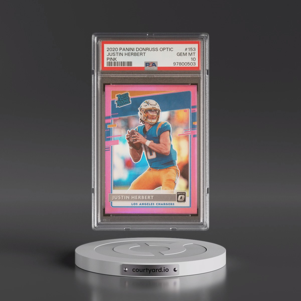 2020 Panini Donruss Optic #153 Justin Herbert - Pink (PSA 10 GEM MINT)