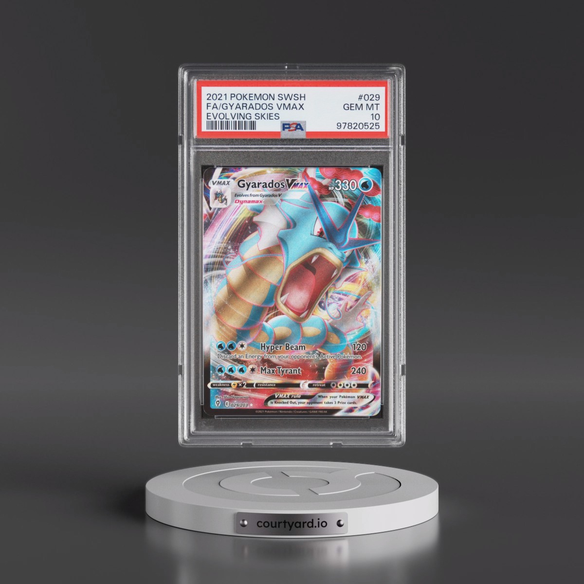 2021 Pokémon Sword & Shield Evolving Skies #029 Gyarados Vmax - Full Art (PSA 10 GEM MINT)