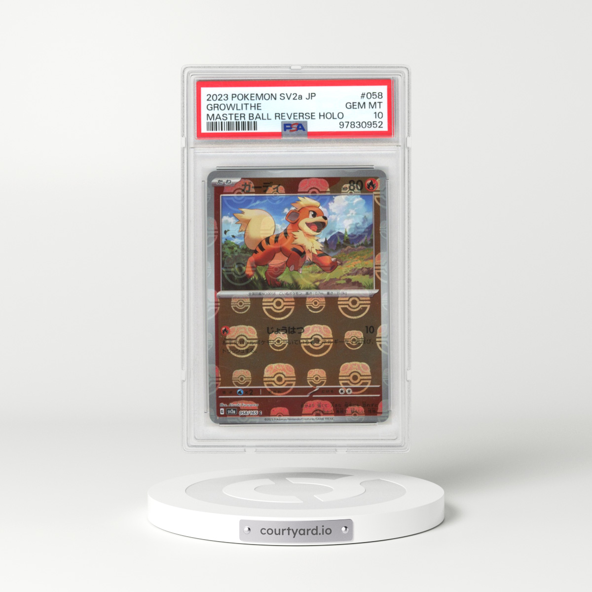 2023 Pokémon Card 151 #058 Growlithe - Reverse Holo Master Ball (PSA 10 GEM MINT)