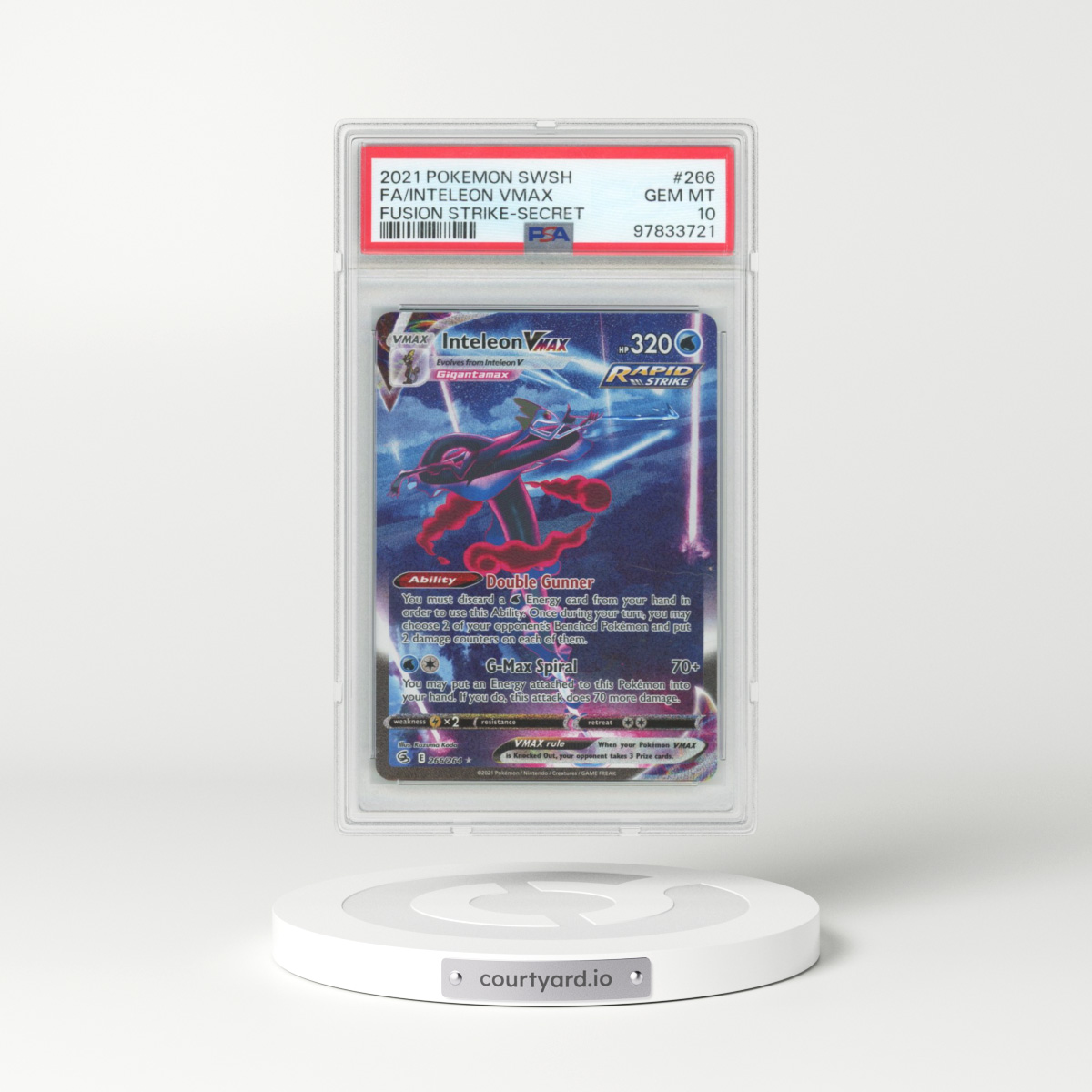 2021 Pokémon Sword & Shield Fusion Strike #266 Inteleon Vmax - Full Art Secret (PSA 10 GEM MINT)