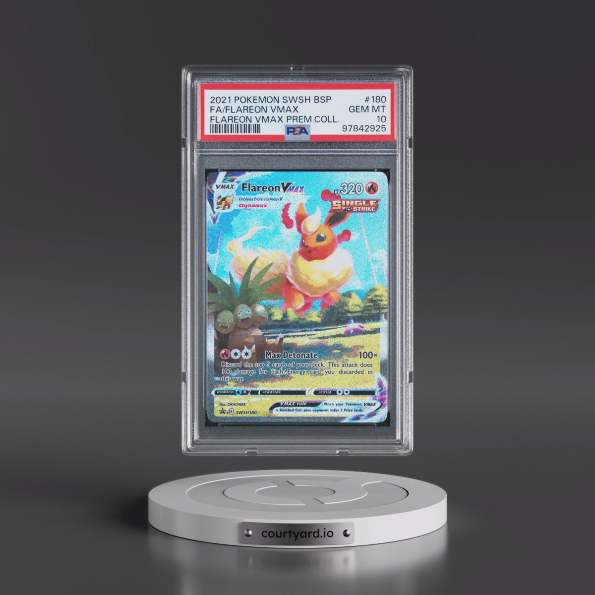 2021 Pokémon Swsh Black Star Promo #180 Flareon Vmax - Full Art Flareon Vmax Premium Collection (PSA 10 GEM MINT)