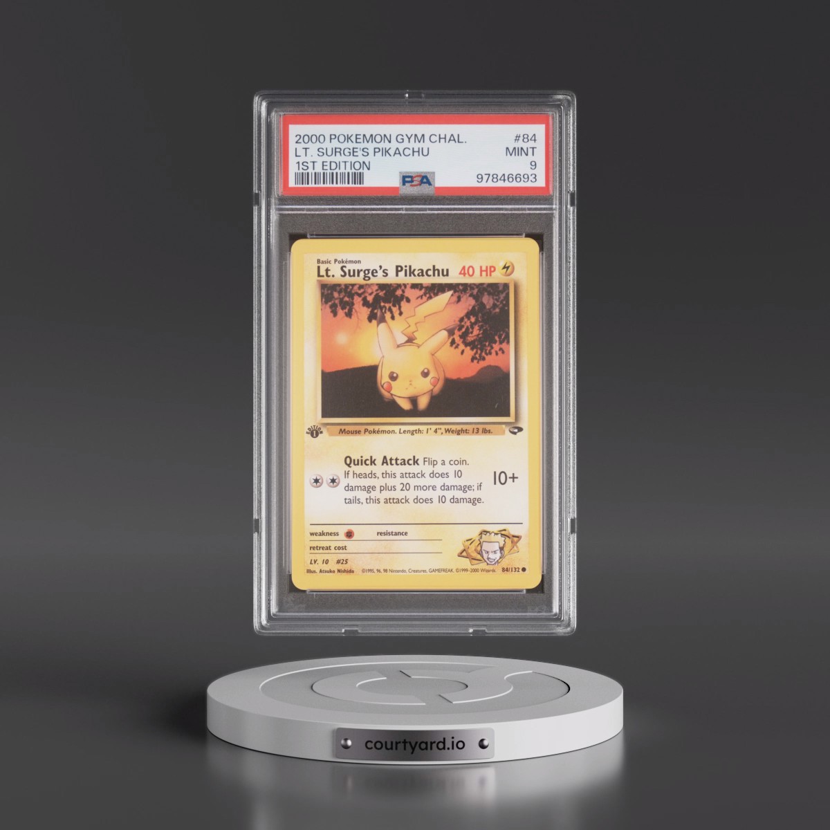 2000 Pokémon Gym Challenge #84 LT. Surge's Pikachu - 1st Edition (PSA 9 MINT)