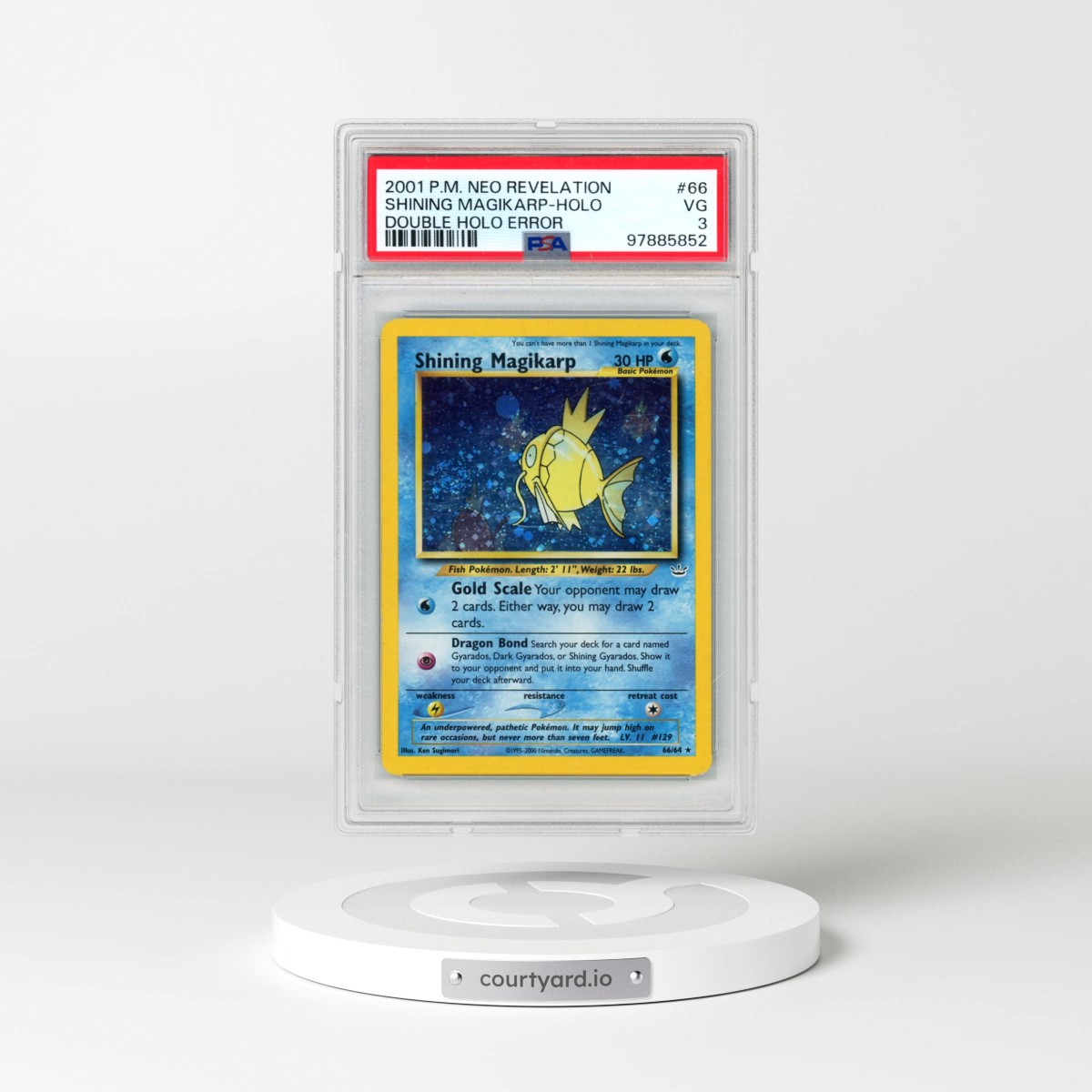 2001 Pokémon Neo Revelation #66 Shining Magikarp - Double Holo Error (PSA 3 VG)
