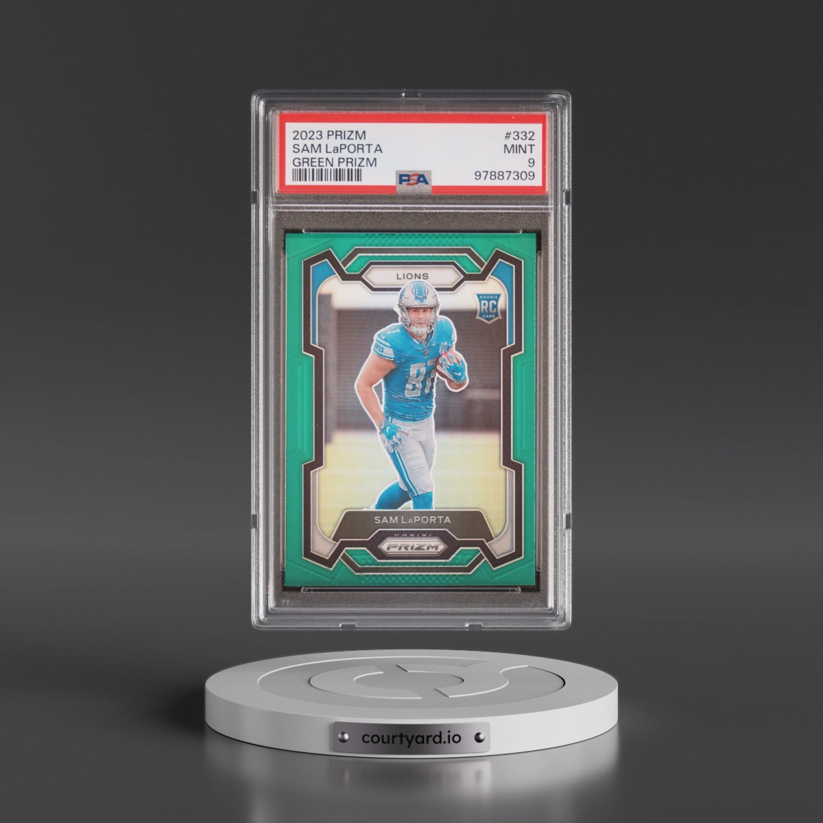 2023 Panini Prizm #332 Sam LaPorta - Green Prizm (PSA 9 MINT)