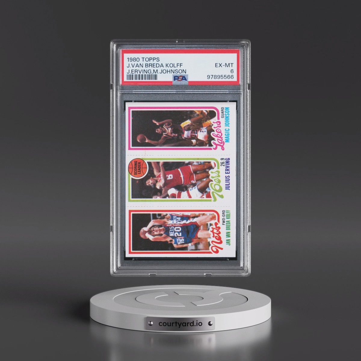 1980 Topps Jan Van Breda Kolff/Julius Erving/Magic Johnson #146 PSA 6