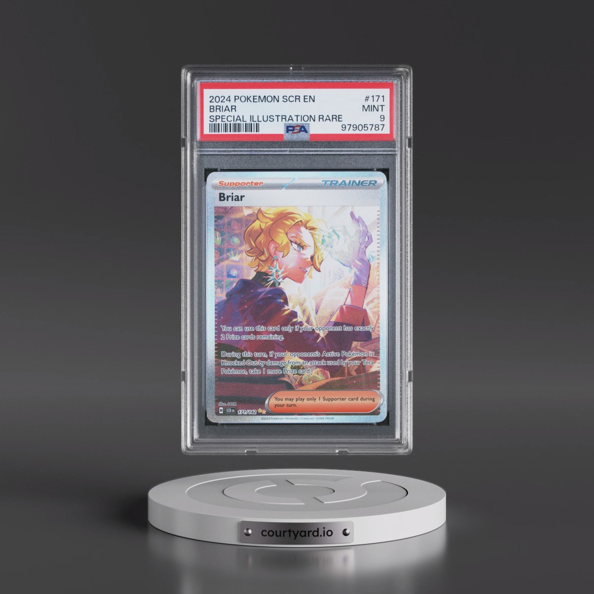 2024 Pokémon Scr EN-Stellar Crown #171 Briar - Special Illustration Rare (PSA 9 MINT)