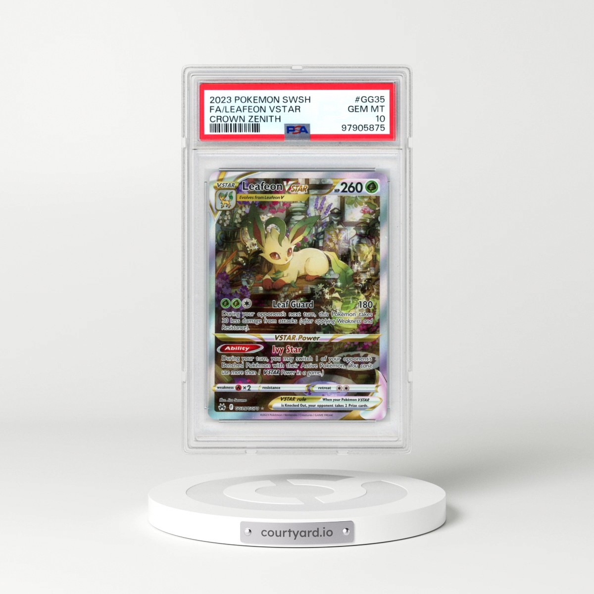 2023 Pokémon Sword and Shield Crown Zenith #GG35 Leafeon Vstar - Full Art (PSA 10 GEM MINT)