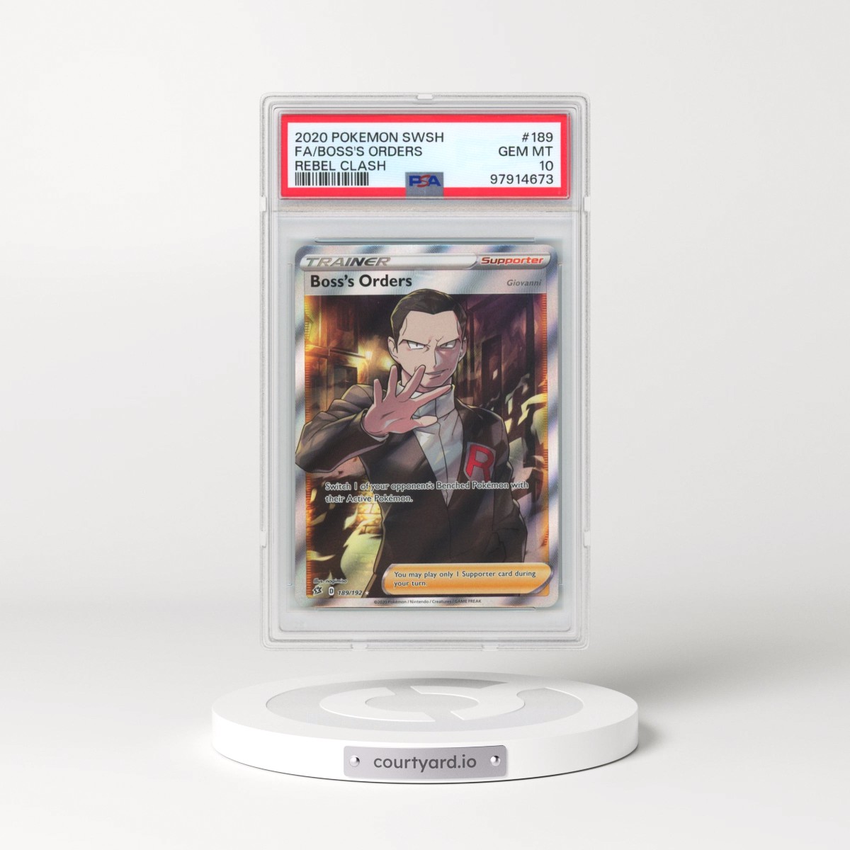 2020 Pokémon Sword & Shield Rebel Clash #189 Boss's Orders - Full Art (PSA 10 GEM MINT)