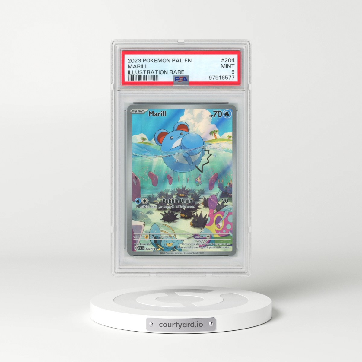 2023 Pokémon Pal EN-Paldea Evolved #204 Marill - Illustration Rare (PSA 9 MINT)