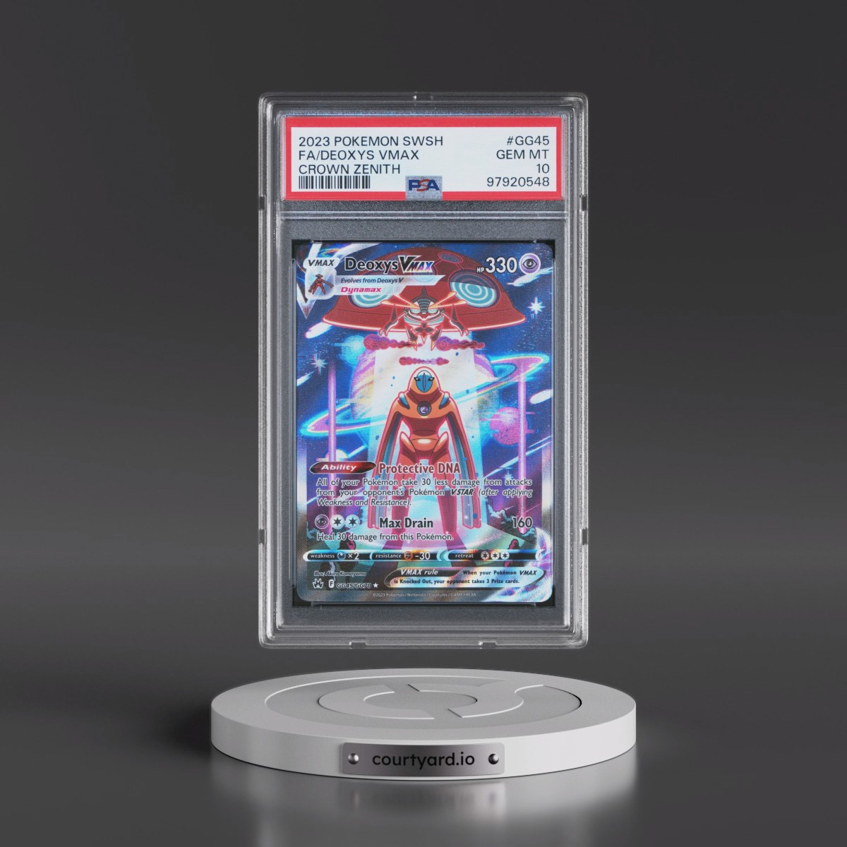2023 Pokémon Sword and Shield Crown Zenith #GG45 Deoxys Vmax - Full Art (PSA 10 GEM MINT)