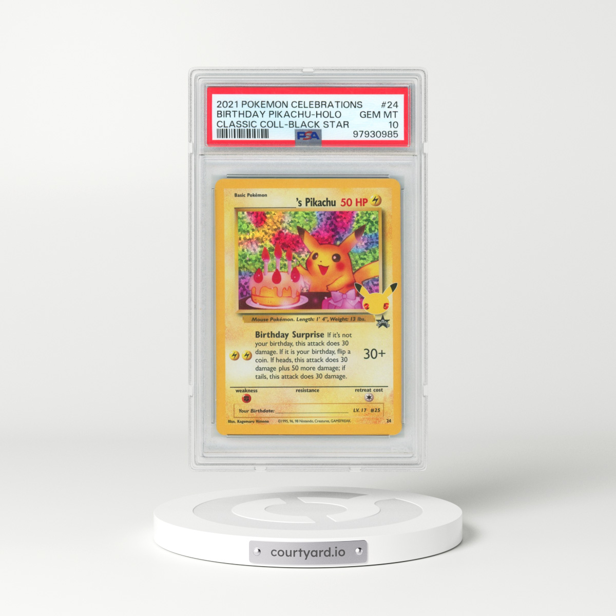 2021 Pokémon Celebrations Classic Collection #24 Birthday Pikachu - Holo (PSA 10 GEM MINT)