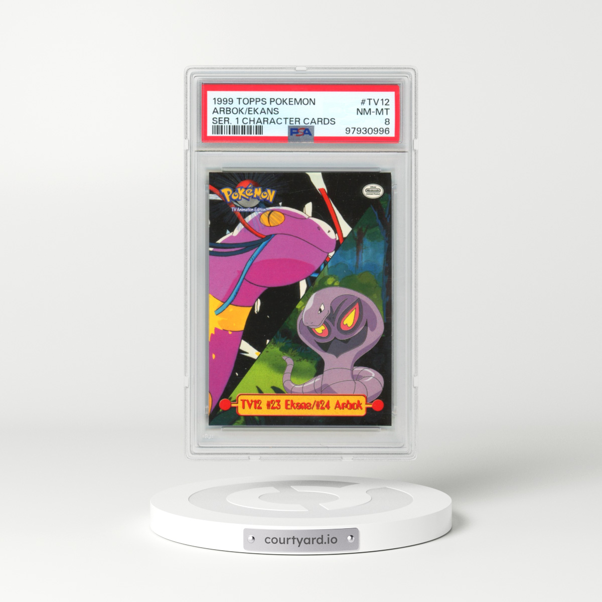 1999 Topps Pokémon Series 1 Character Cards #TV12 Arbok/Ekans (PSA 8 NM-MT)