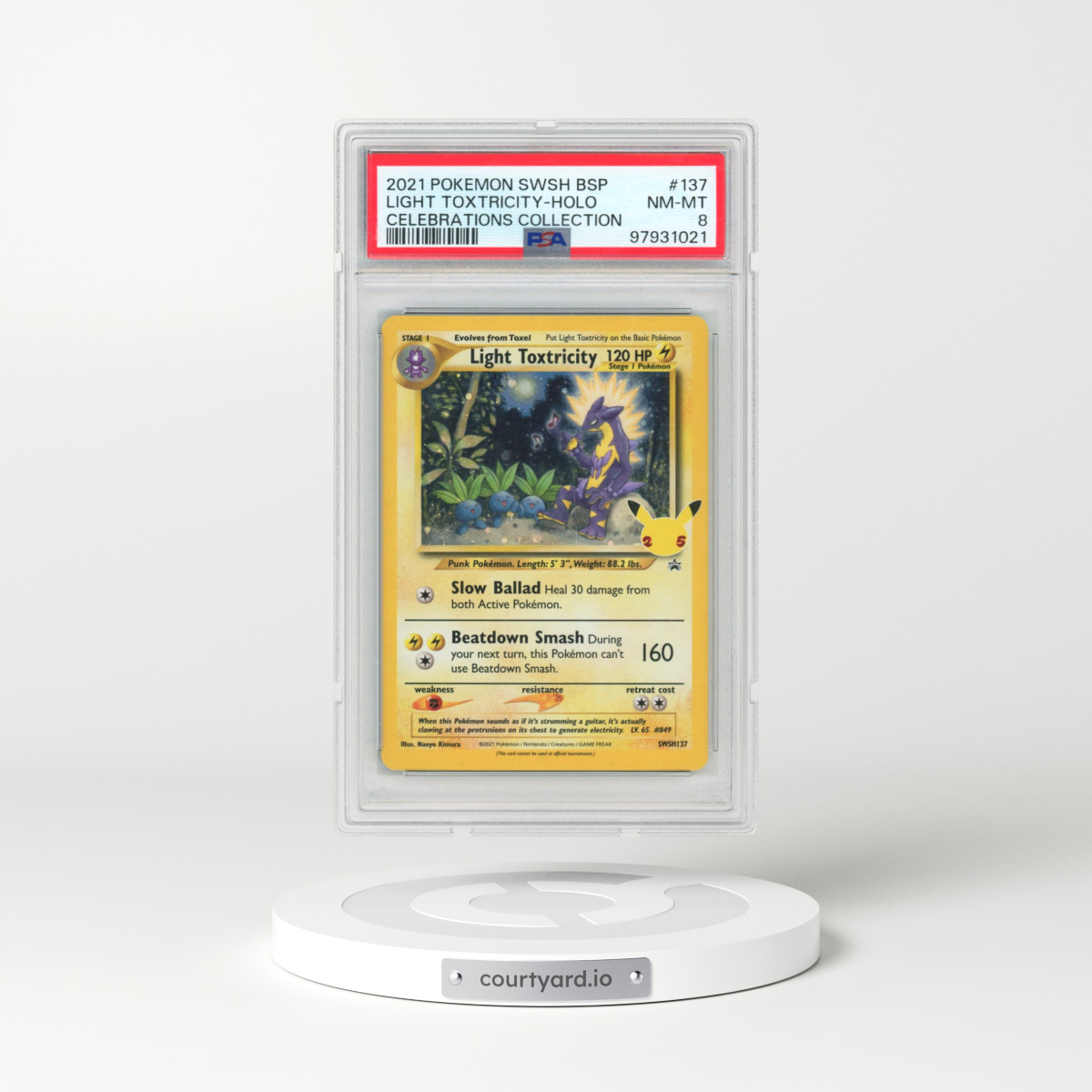 2021 Pokémon Swsh Black Star Promo #137 Light Toxtricity - Holo Celebrations Collection (PSA 8 NM-MT)