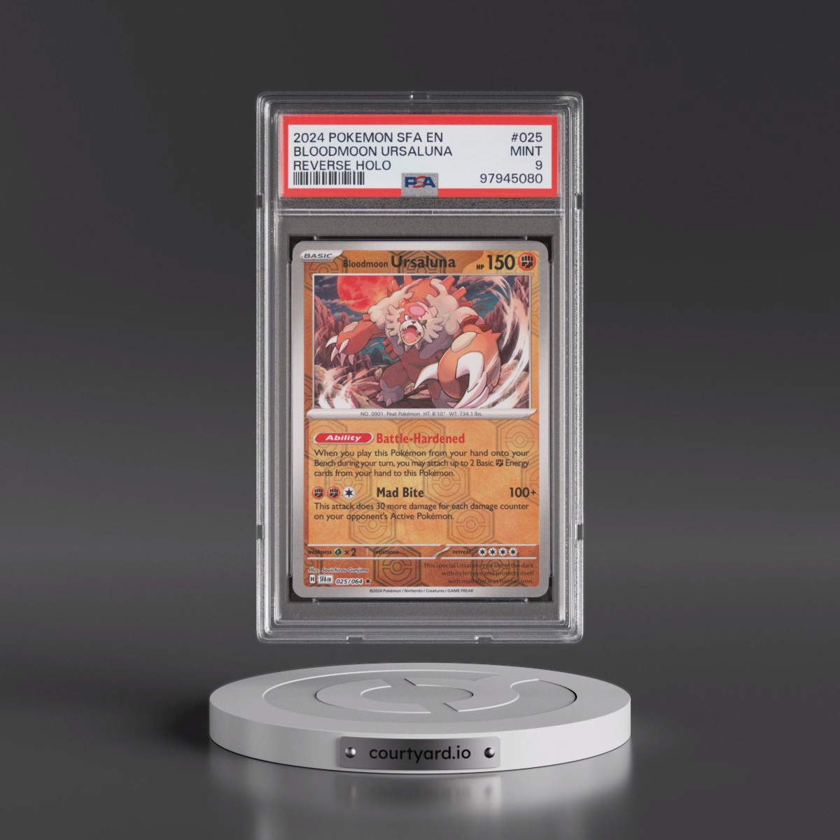 2024 Pokémon Sfa EN-Shrouded Fable #025 Bloodmoon Ursaluna - Reverse Holo (PSA 9 MINT)