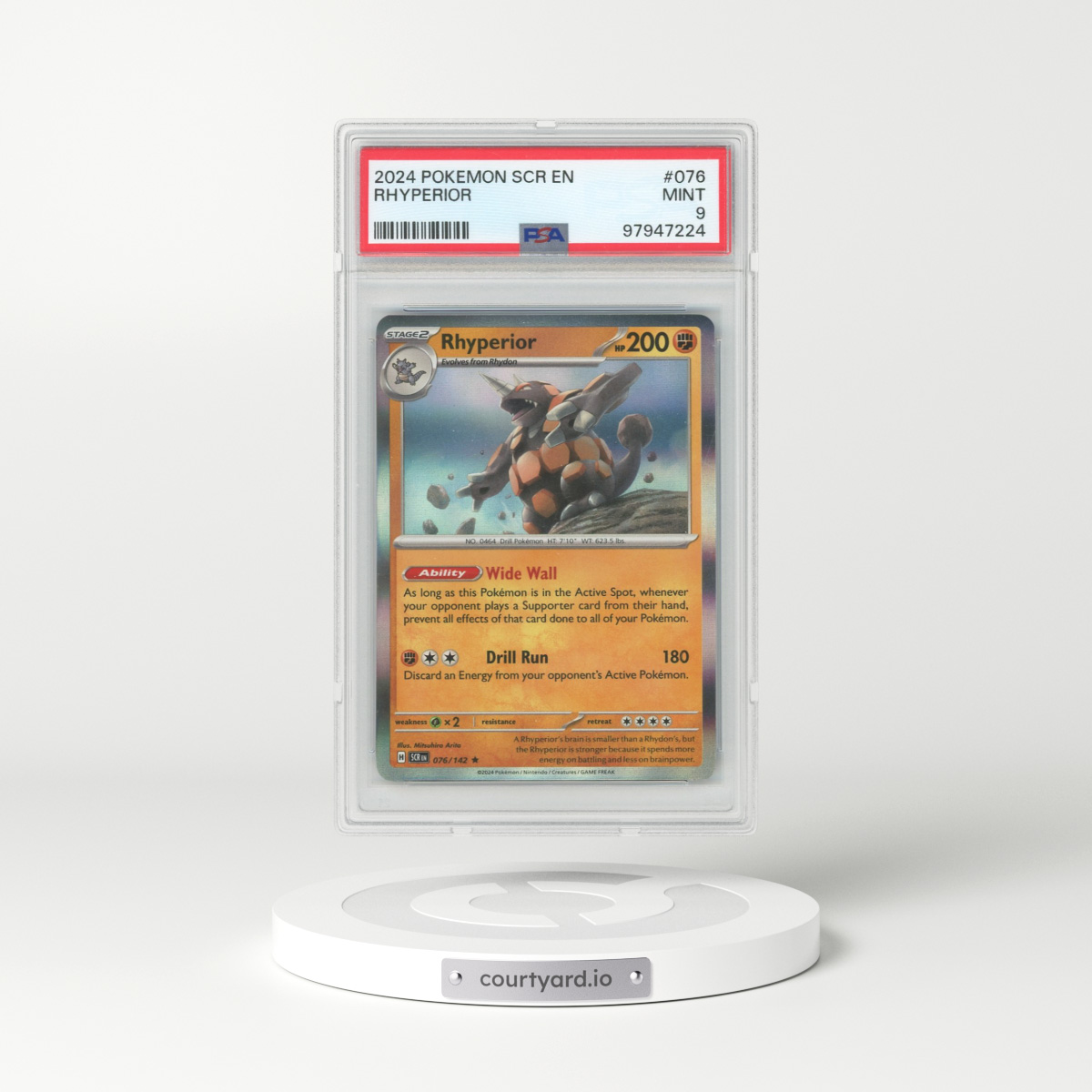 2024 Pokémon Scr EN-Stellar Crown #076 Rhyperior (PSA 9 MINT)