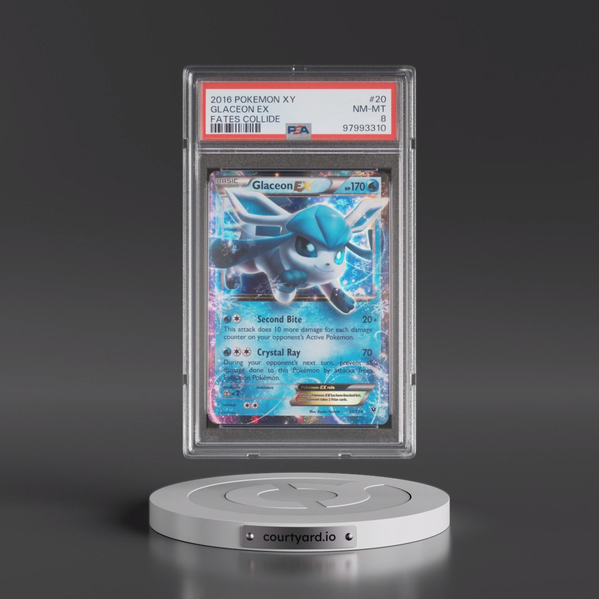2016 Pokémon XY Fates Collide #20 Glaceon EX - Holo (PSA 8 NM-MT)