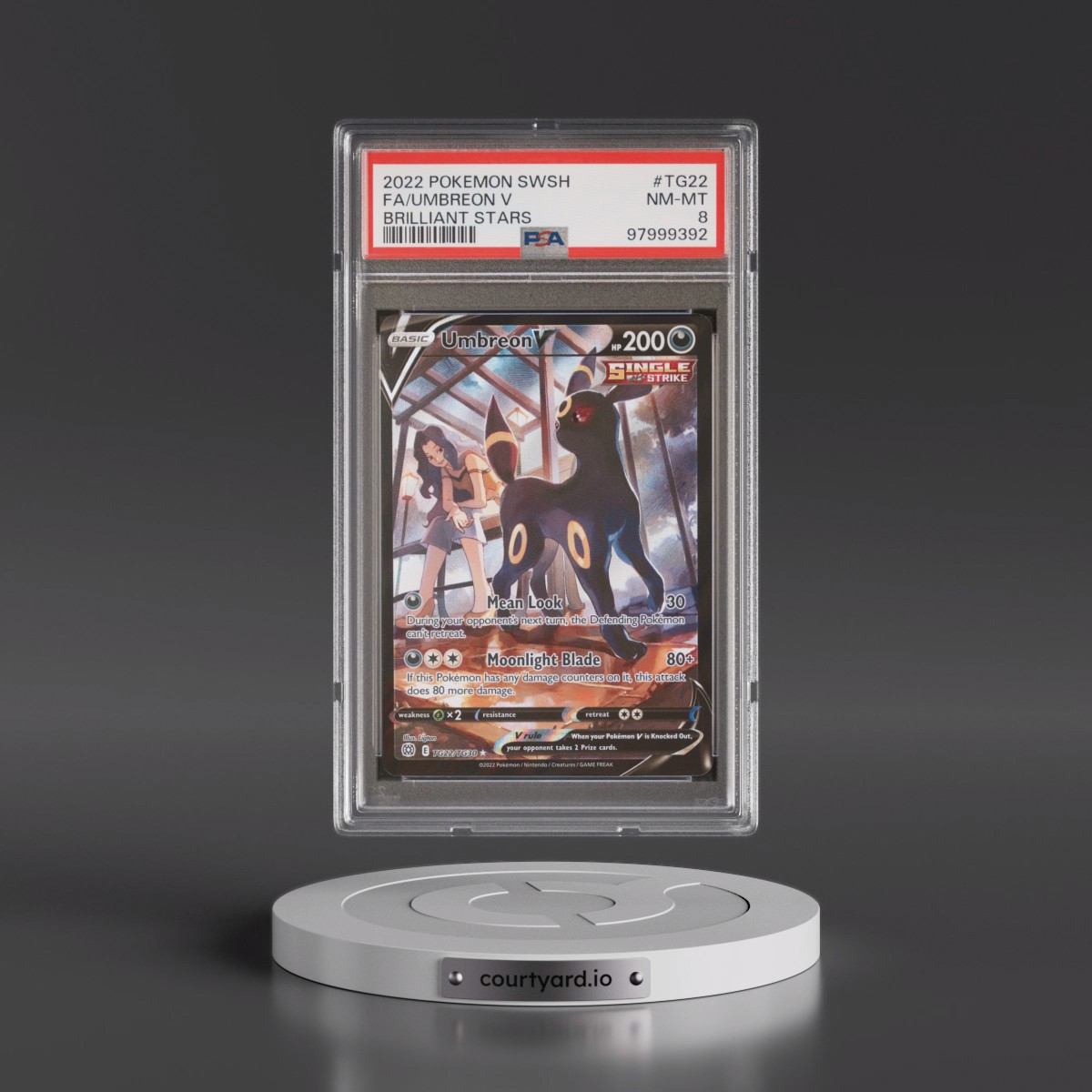 2022 Pokémon Sword & Shield Brilliant Stars #TG22 Umbreon V - Holo Full Art (PSA 8 NM-MT)
