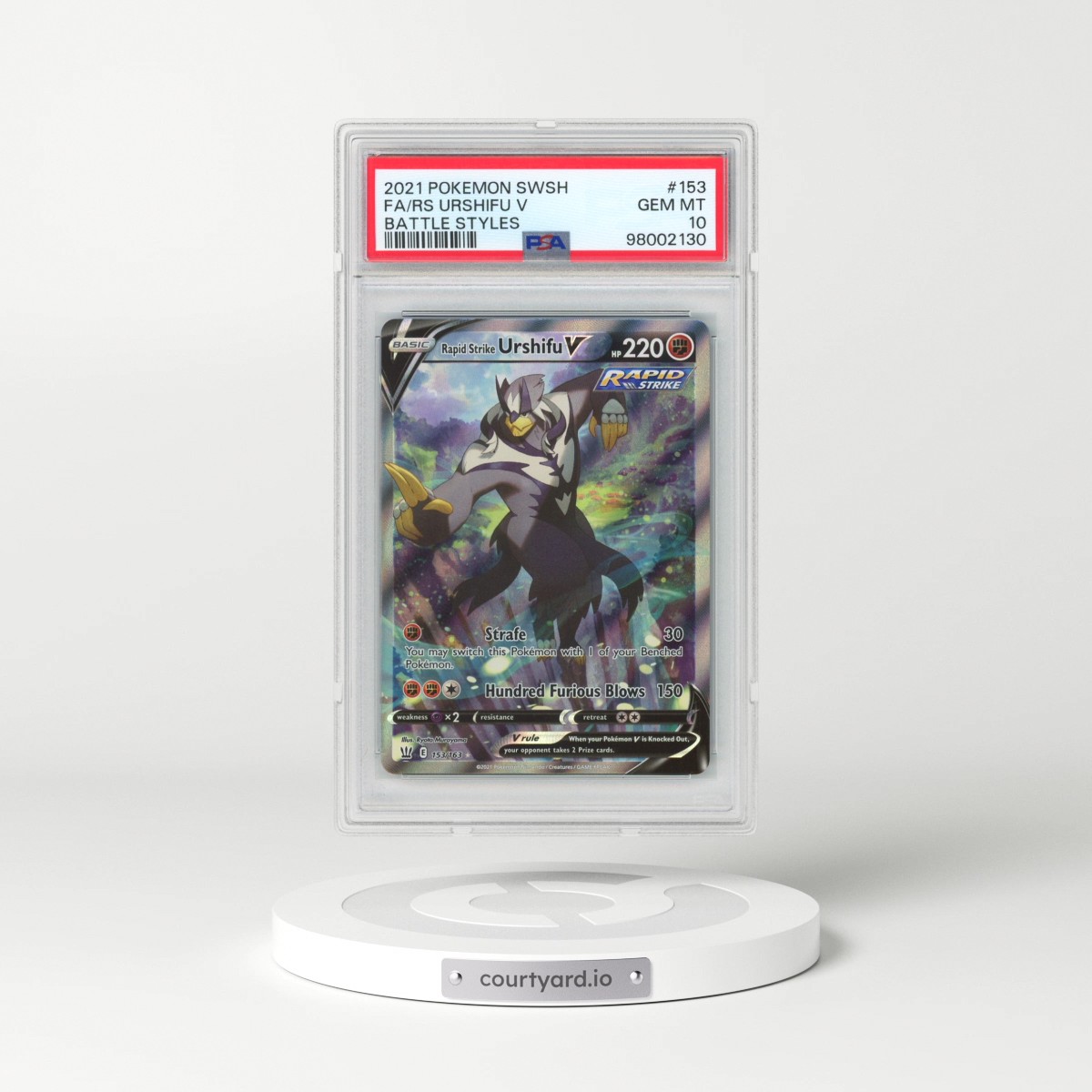2021 Pokémon Sword & Shield Battle Styles #153 Rapid Strike Urshifu V - Holo Full Art (PSA 10 GEM MINT)