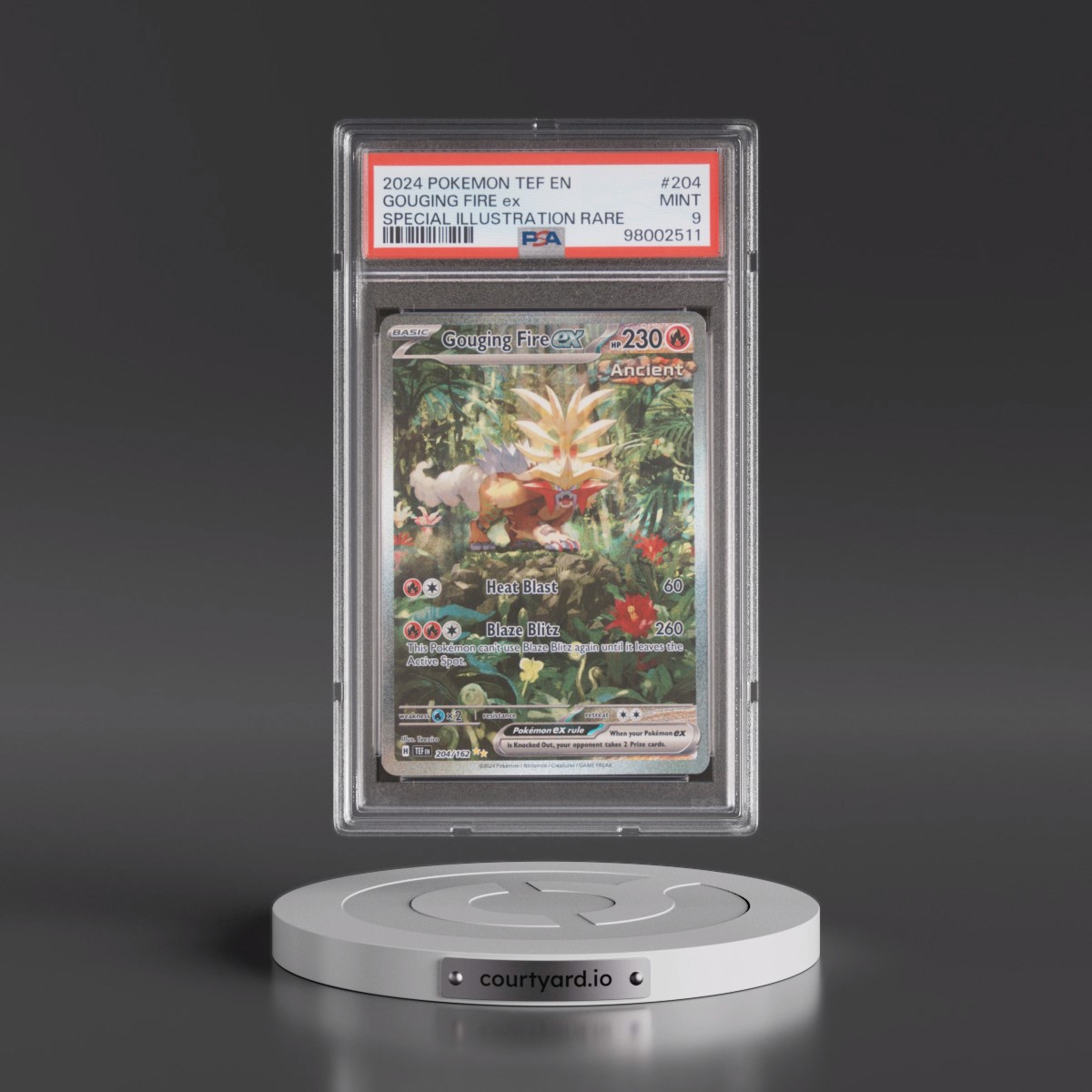 2024 Pokémon Tef EN-Temporal Forces #204 Gouging Fire EX - Holo Special Illustration Rare (PSA 9 MINT)