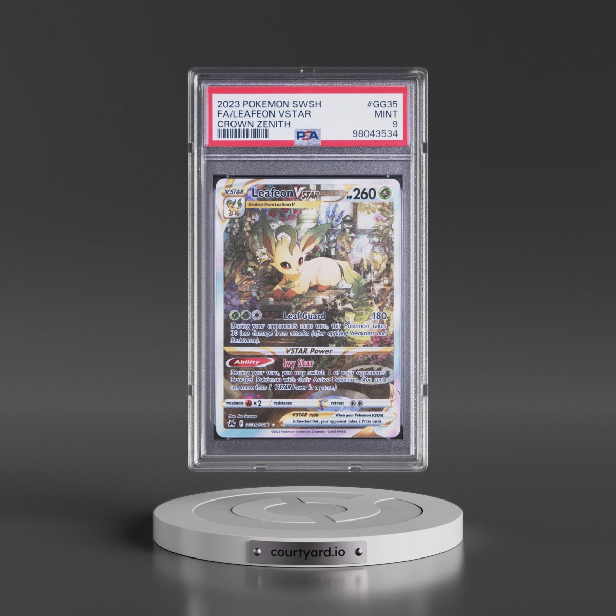 2023 Pokémon Sword and Shield Crown Zenith #GG35 Leafeon Vstar - Full Art (PSA 9 MINT)