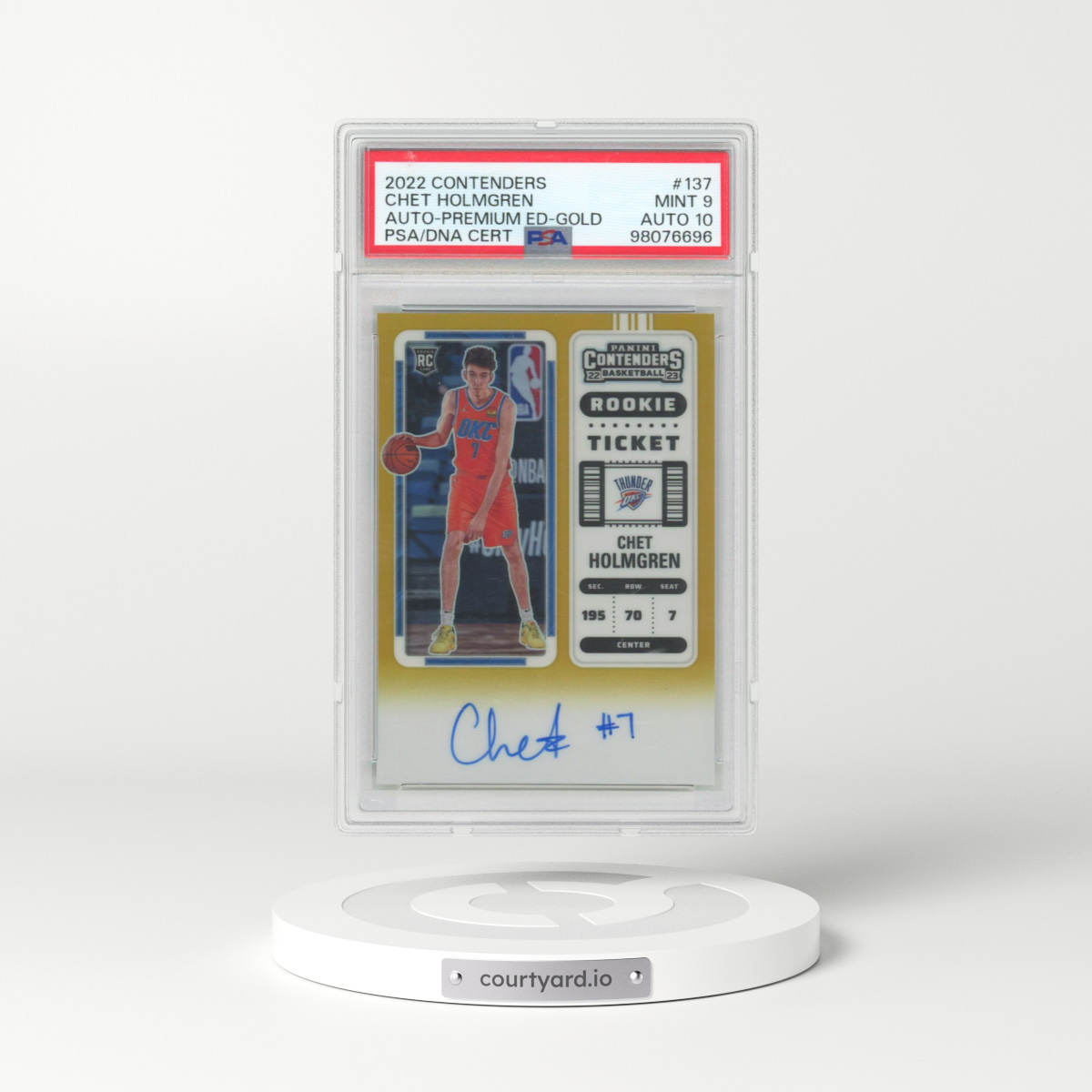 2022 Panini Contenders #137 Chet Holmgren - Autograph-Premium Edition-Gold (PSA 9 MINT)
