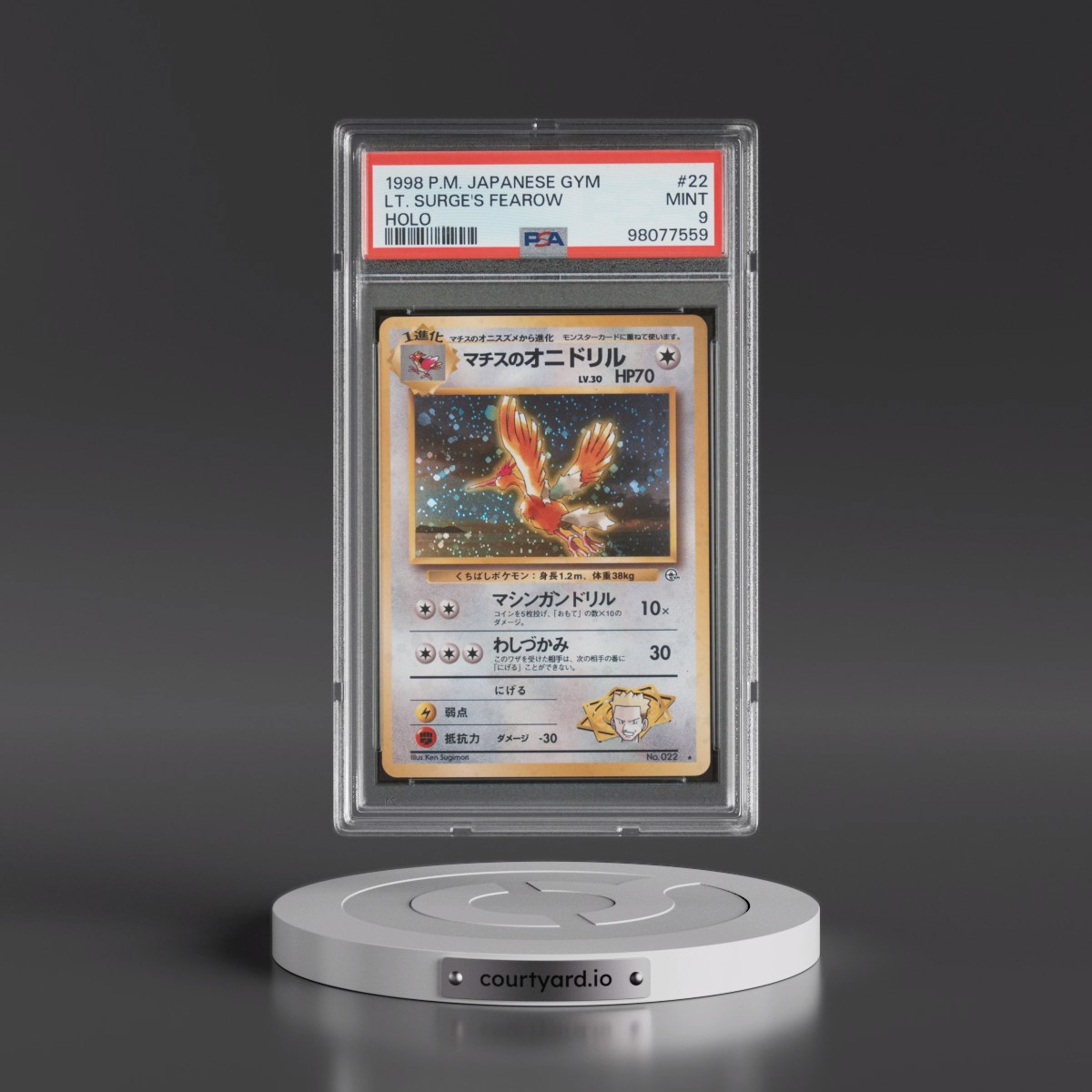 1998 Pokémon Gym #22 LT. Surge's Fearow - Holo (PSA 9 MINT)