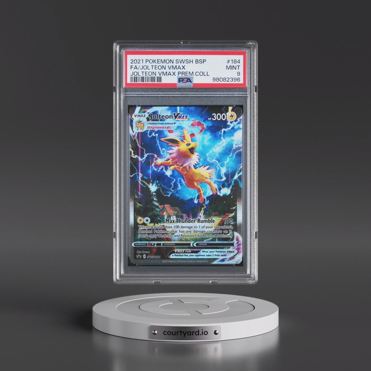 2021 Pokémon Swsh Black Star Promo #184 Jolteon Vmax - Full Art Jolteon Vmax Premium Collection (PSA 9 MINT)