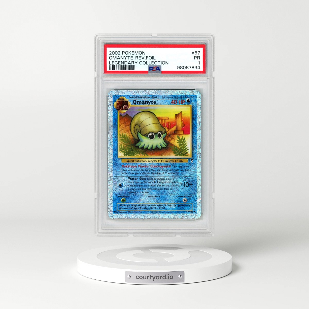 2002 Pokémon Legendary Collection #57 Omanyte - Reverse Foil (PSA 1 PR)