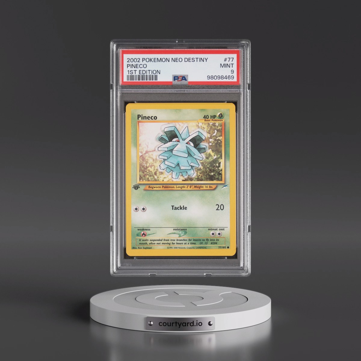 2002 Pokémon Neo Destiny #77 Pineco - 1st Edition (PSA 9 MINT)