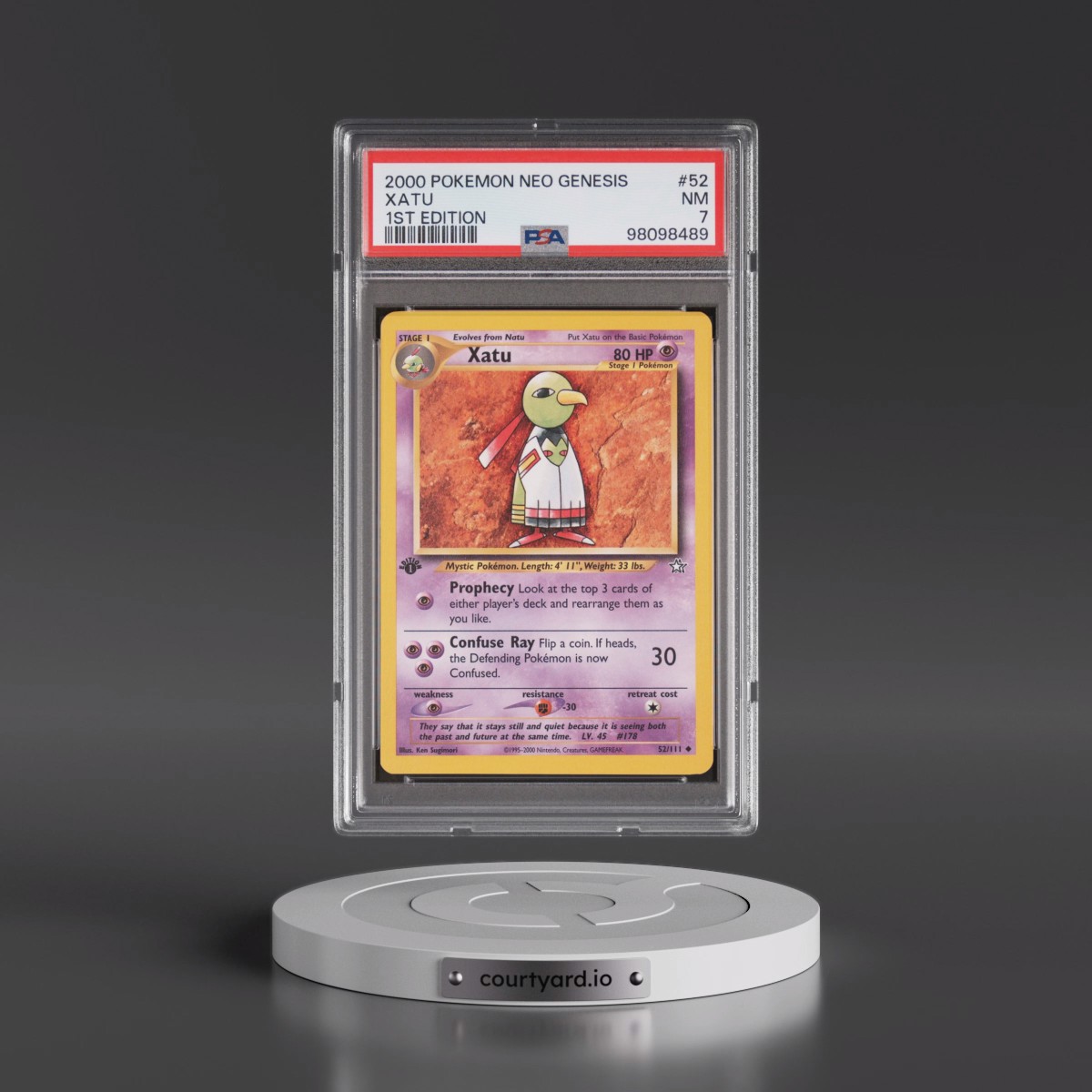 2000 Pokémon Neo Genesis #52 Xatu - 1st Edition (PSA 7 NM)