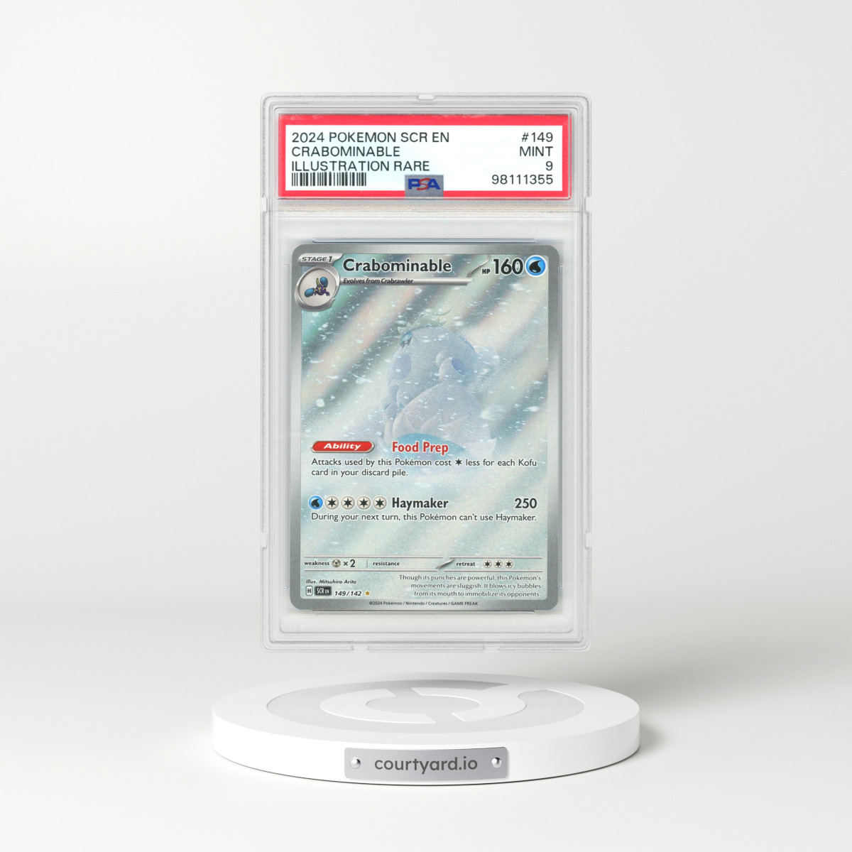 2024 Pokémon Scr EN-Stellar Crown #149 Crabominable - Illustration Rare (PSA 9 MINT)