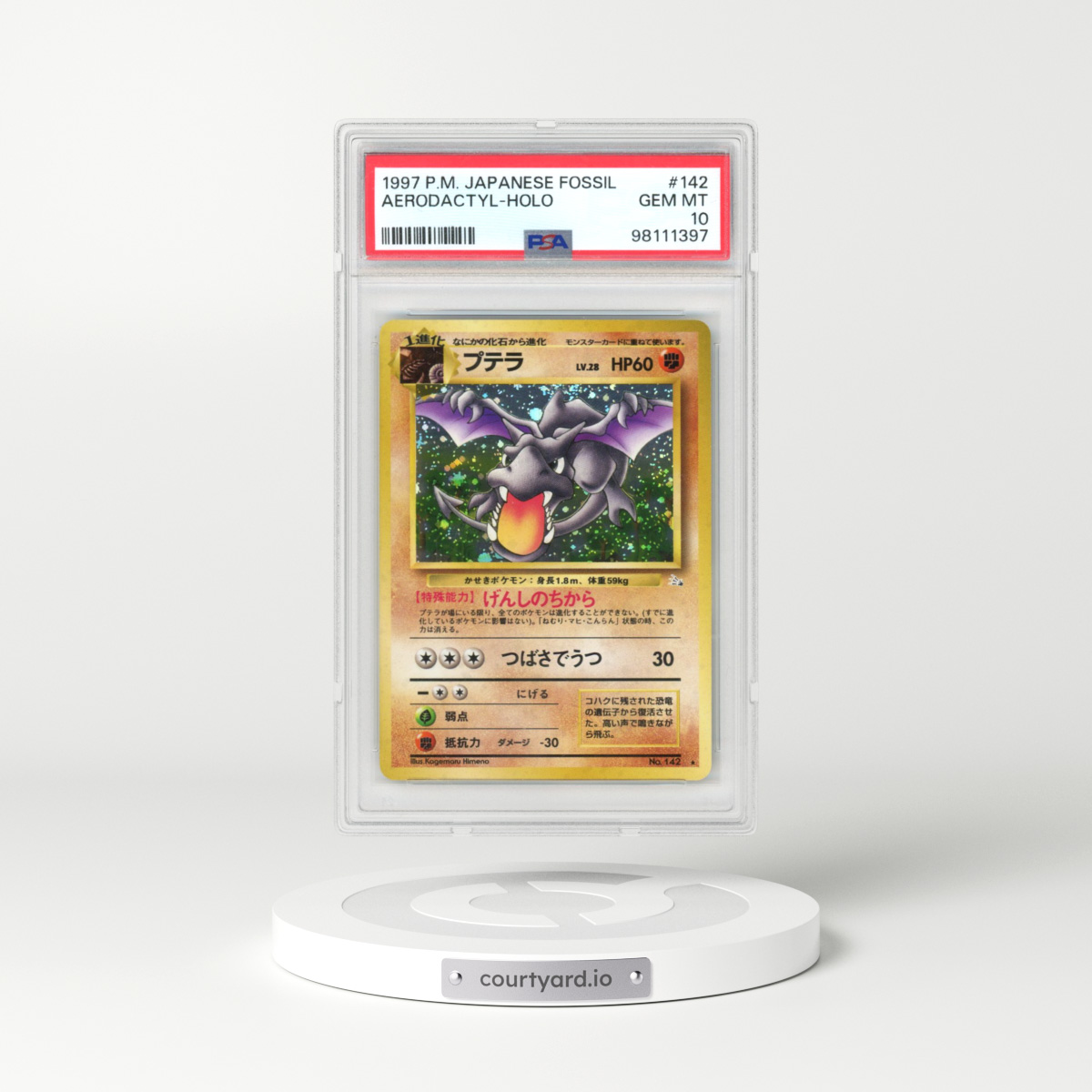 1997 Japanese Pokémon Fossil #142 Aerodactyl (PSA 10 GEM MINT)