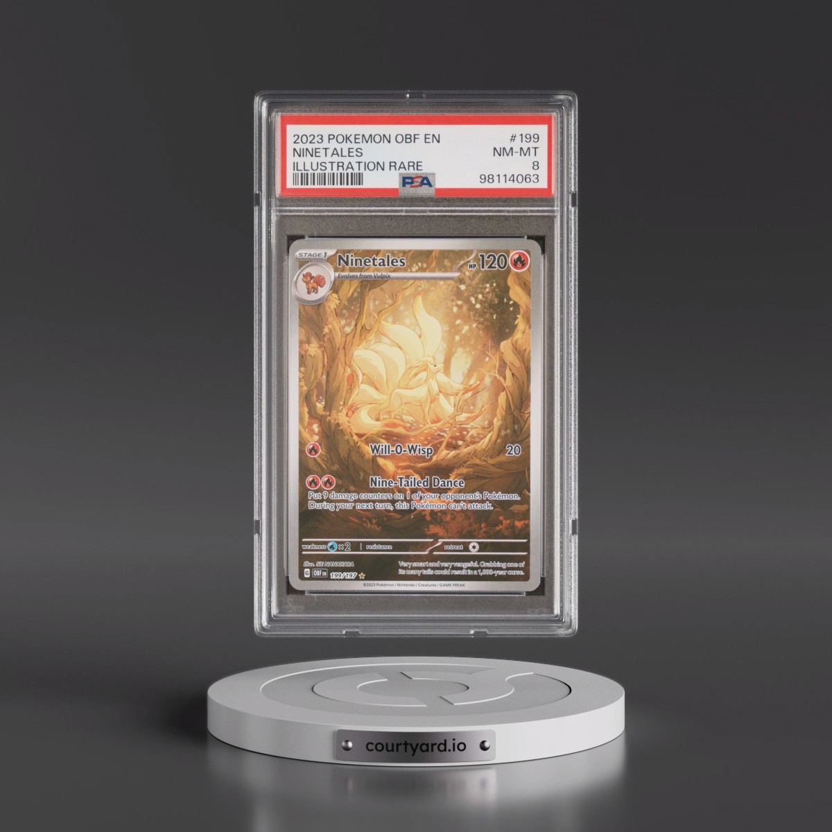 2023 Pokémon Obf EN-Obsidian Flames #199 Ninetales - Illustration Rare (PSA 8 NM-MT)