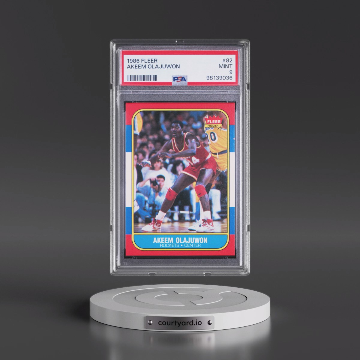 1986 Fleer #82 Akeem Olajuwon (PSA 9 MINT)
