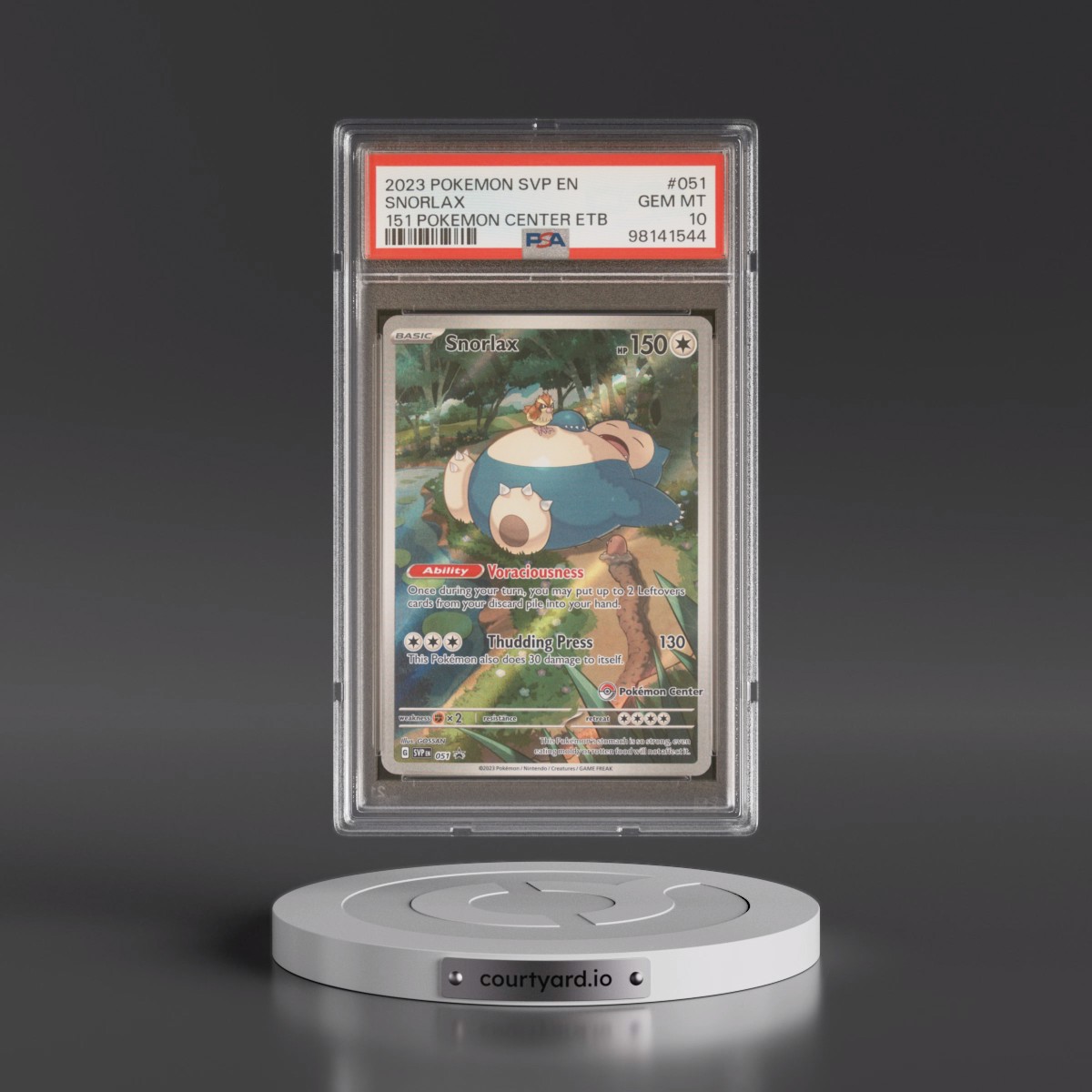 2023 Pokémon Svp EN-SV Black Star Promo #051 Snorlax - 151 Pokemon Center Elite Trainer Box (PSA 10 GEM MINT)