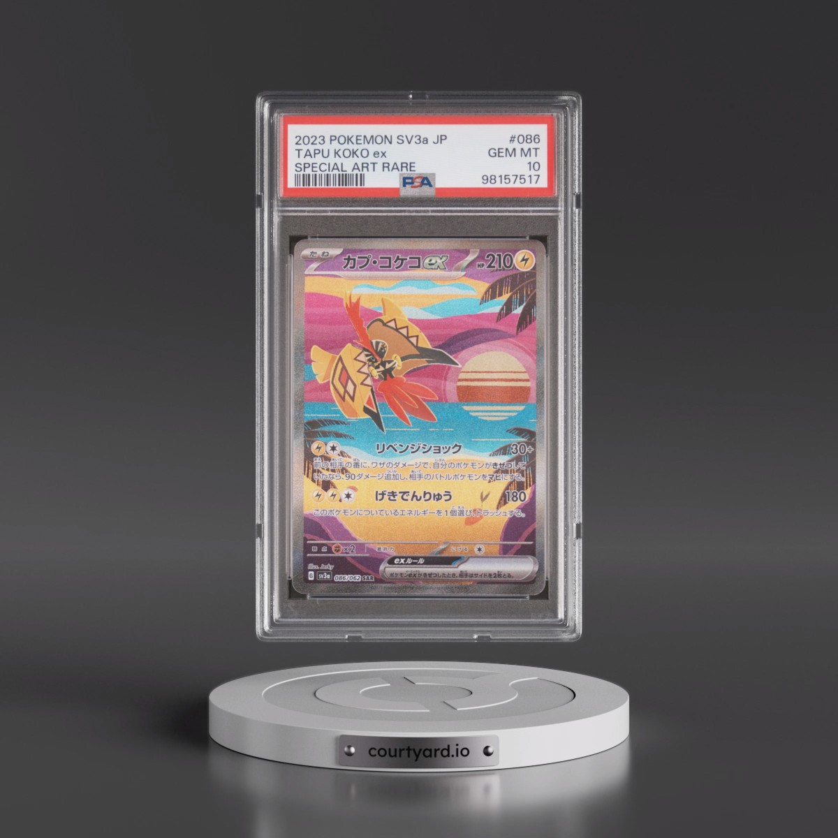 2023 Pokémon Sv3a-Raging Surf #086 Tapu Koko EX - Holo Special Art Rare (PSA 10 GEM MINT)