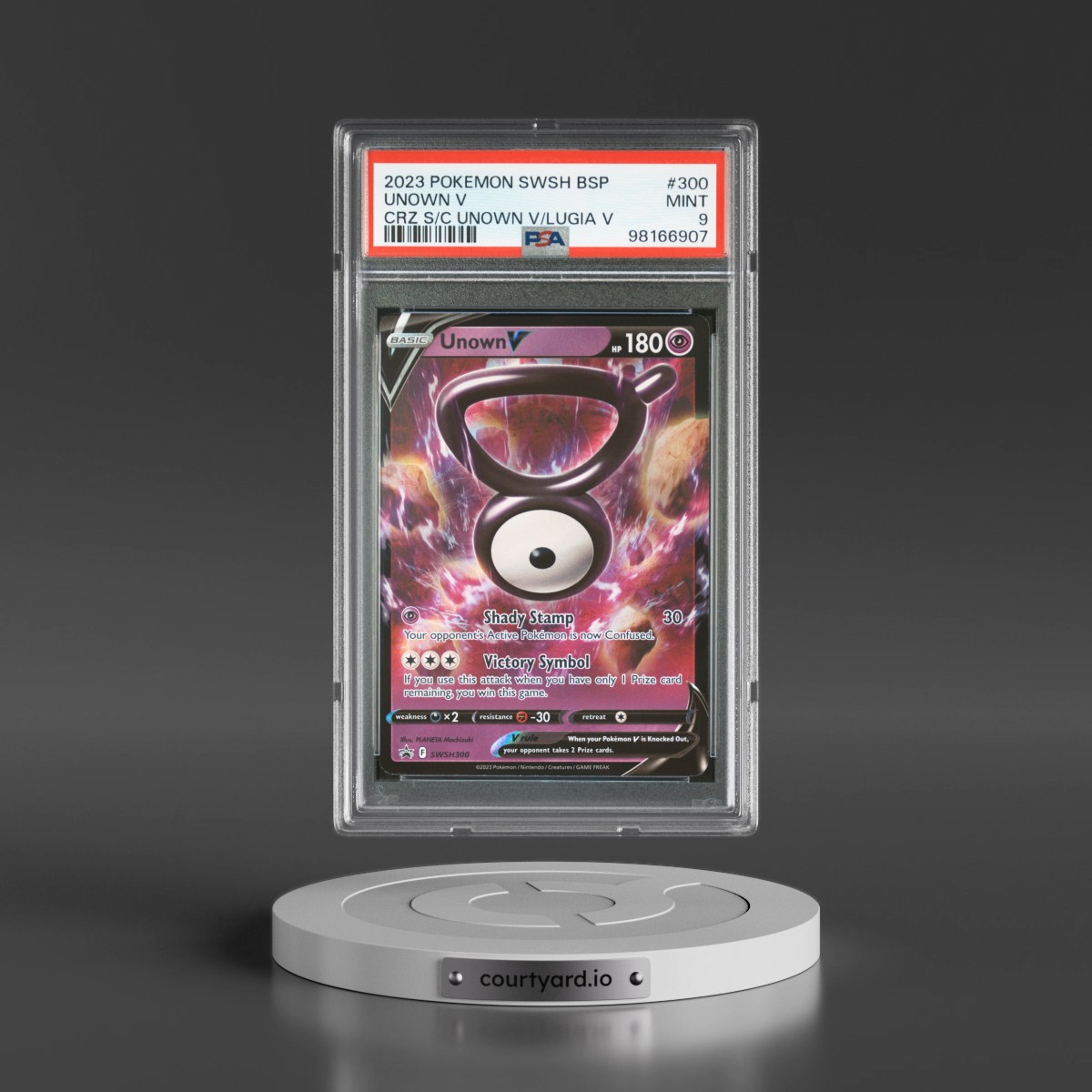2023 Pokémon Swsh Black Star Promo #300 Unown V - Holo Crown Zenith Special Collection Unown V & Lugia V (PSA 9 MINT)