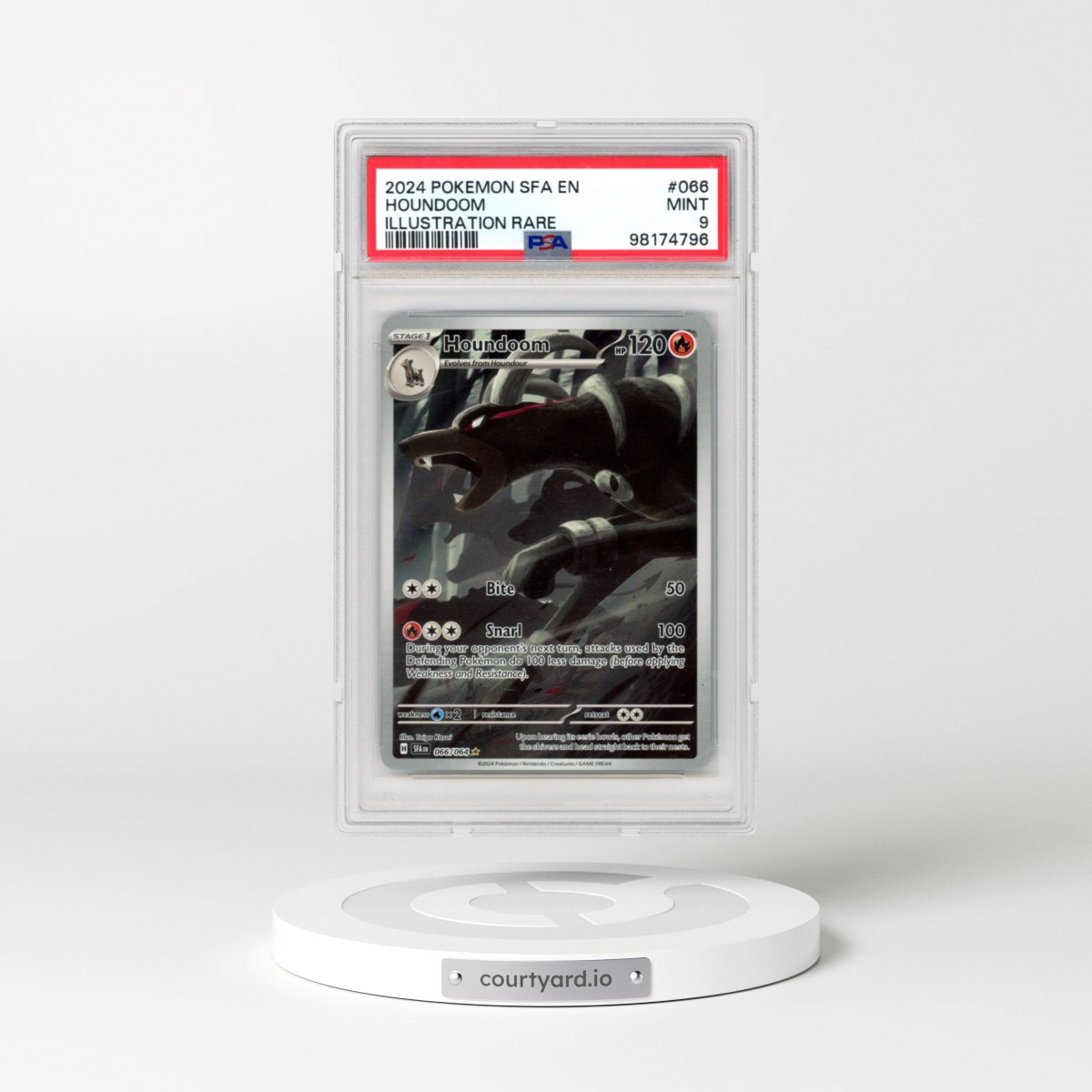 2024 Pokémon Sfa EN-Shrouded Fable #066 Houndoom - Illustration Rare (PSA 9 MINT)