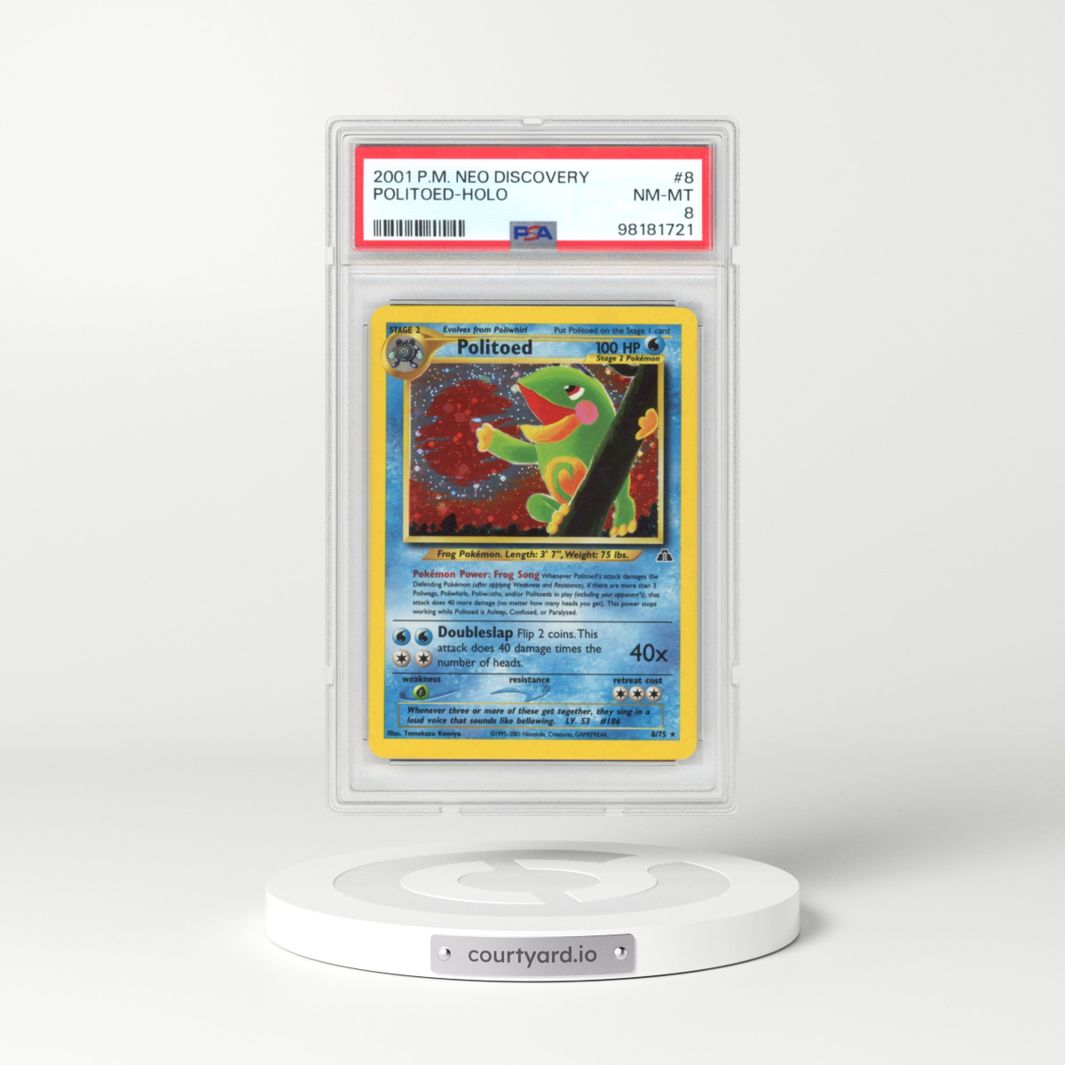 2001 Pokémon Neo Discovery #8 Politoed - Holo (PSA 8 NM-MT)