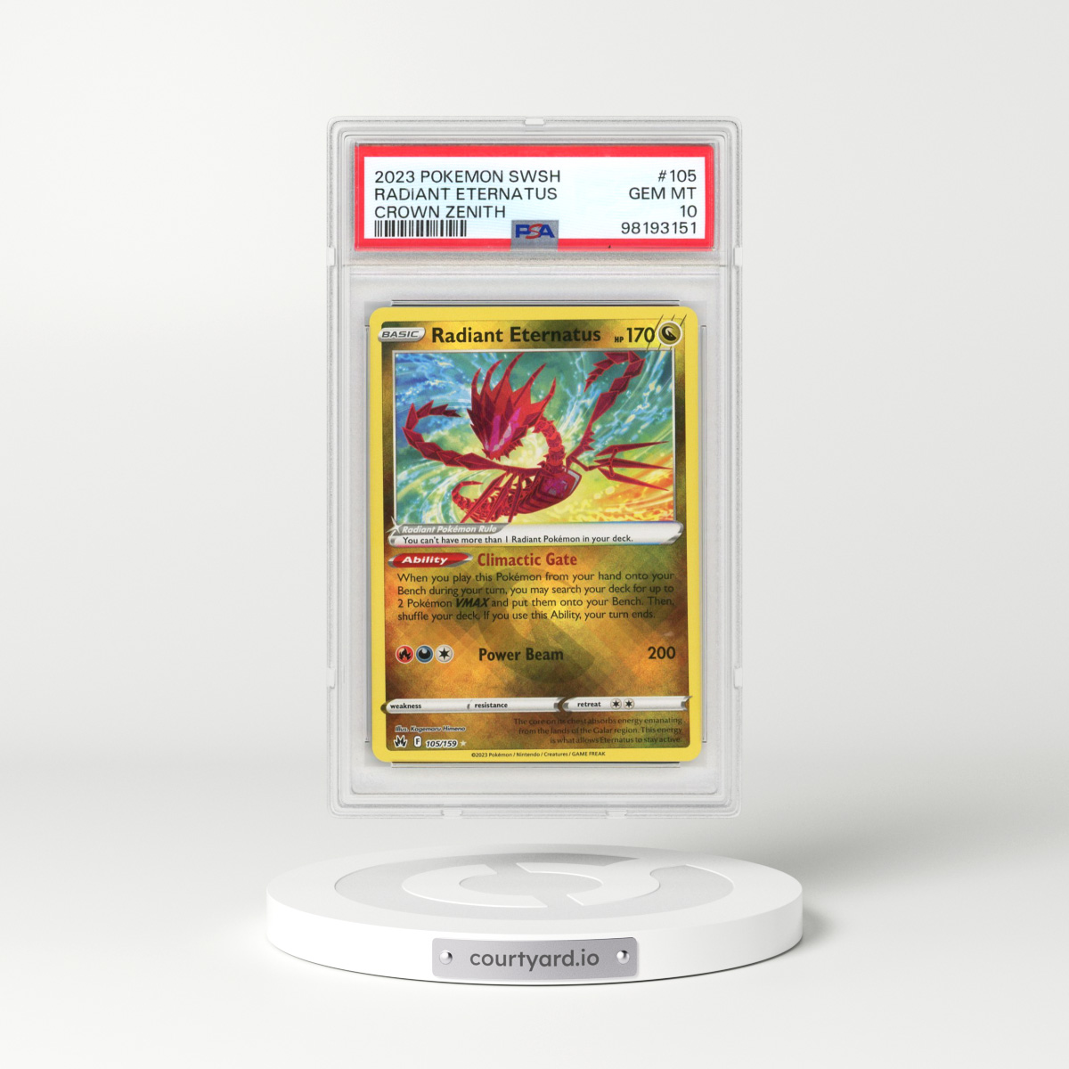 2022 Crown Zenith #105 Radiant Eternatus - Holo (PSA 10 GEM MINT)