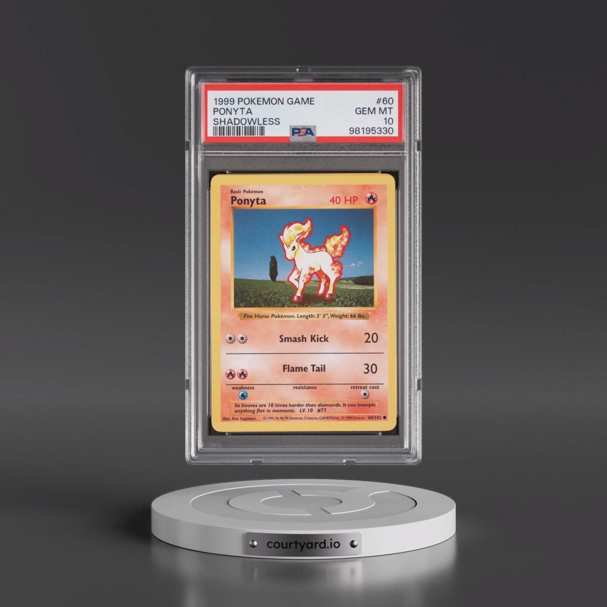 1999 Pokémon Game #60 Ponyta - Shadowless (PSA 10 GEM MINT)