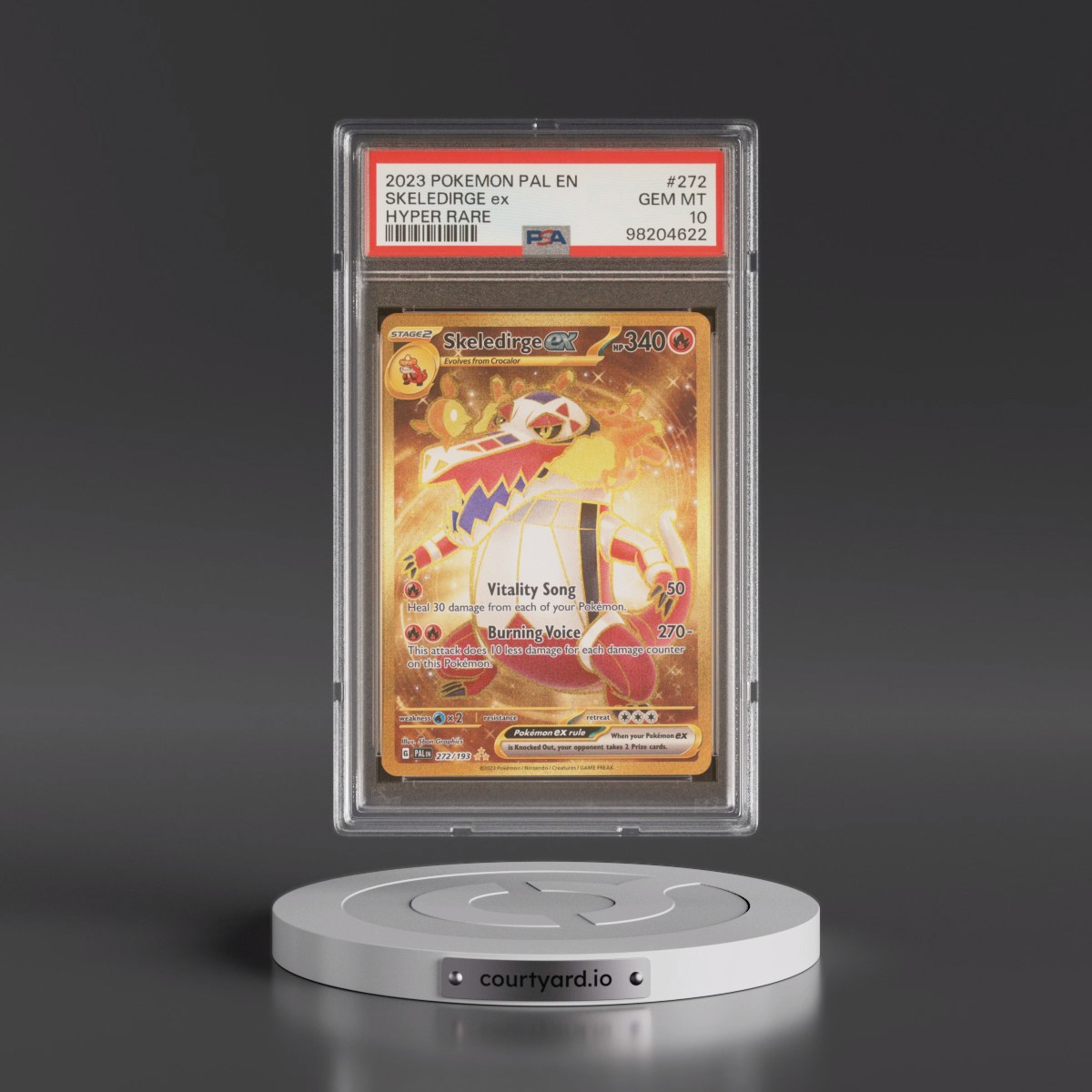 2023 Pokémon Pal EN-Paldea Evolved #272 Skeledirge EX - Holo Hyper Rare (PSA 10 GEM MINT)