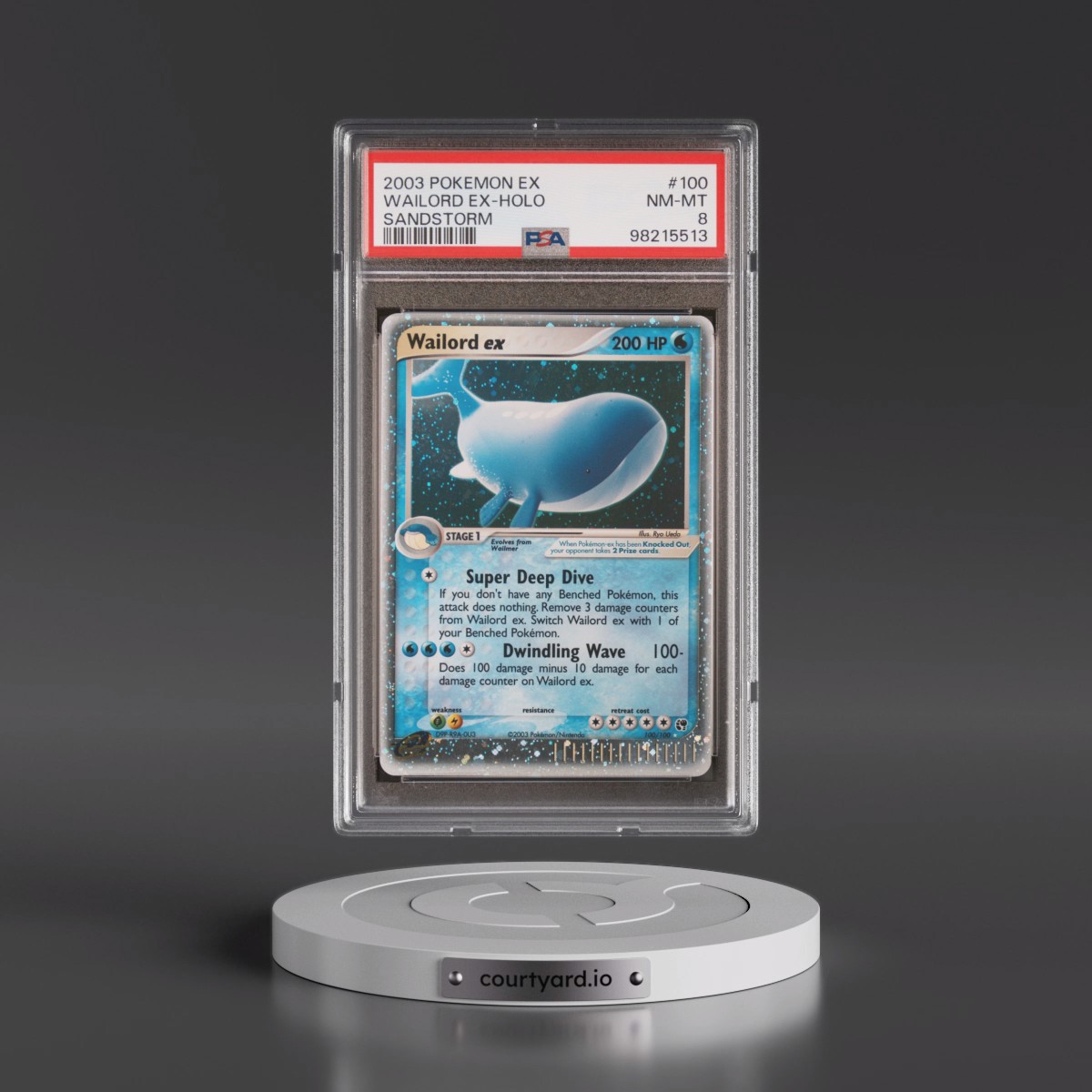 2003 Pokémon EX Sandstorm #100 Wailord EX - Holo Holo (PSA 8 NM-MT)