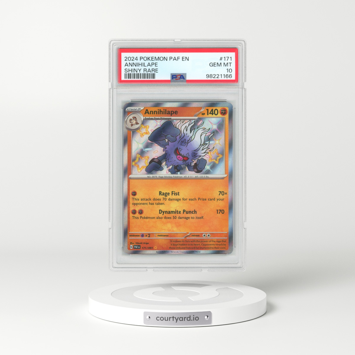 2024 Pokémon Paf EN-Paldean Fates #171 Annihilape - Shiny Rare (PSA 10 GEM MINT)